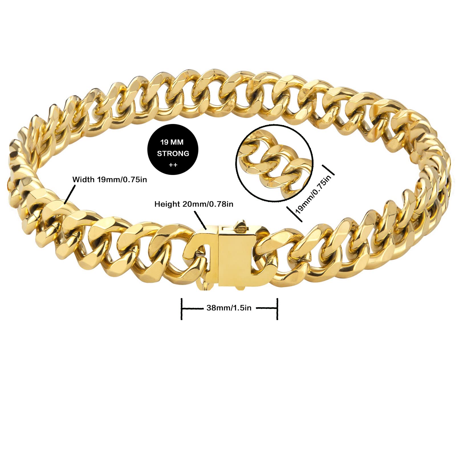 Dopetie Gold Chain Dog Collar Personalized Letter Dog Necklace With Bling Zircons Metal Cuban Link For Medium And Large Dogs Pets Heavy Duty Chew Proof Letter K 16In