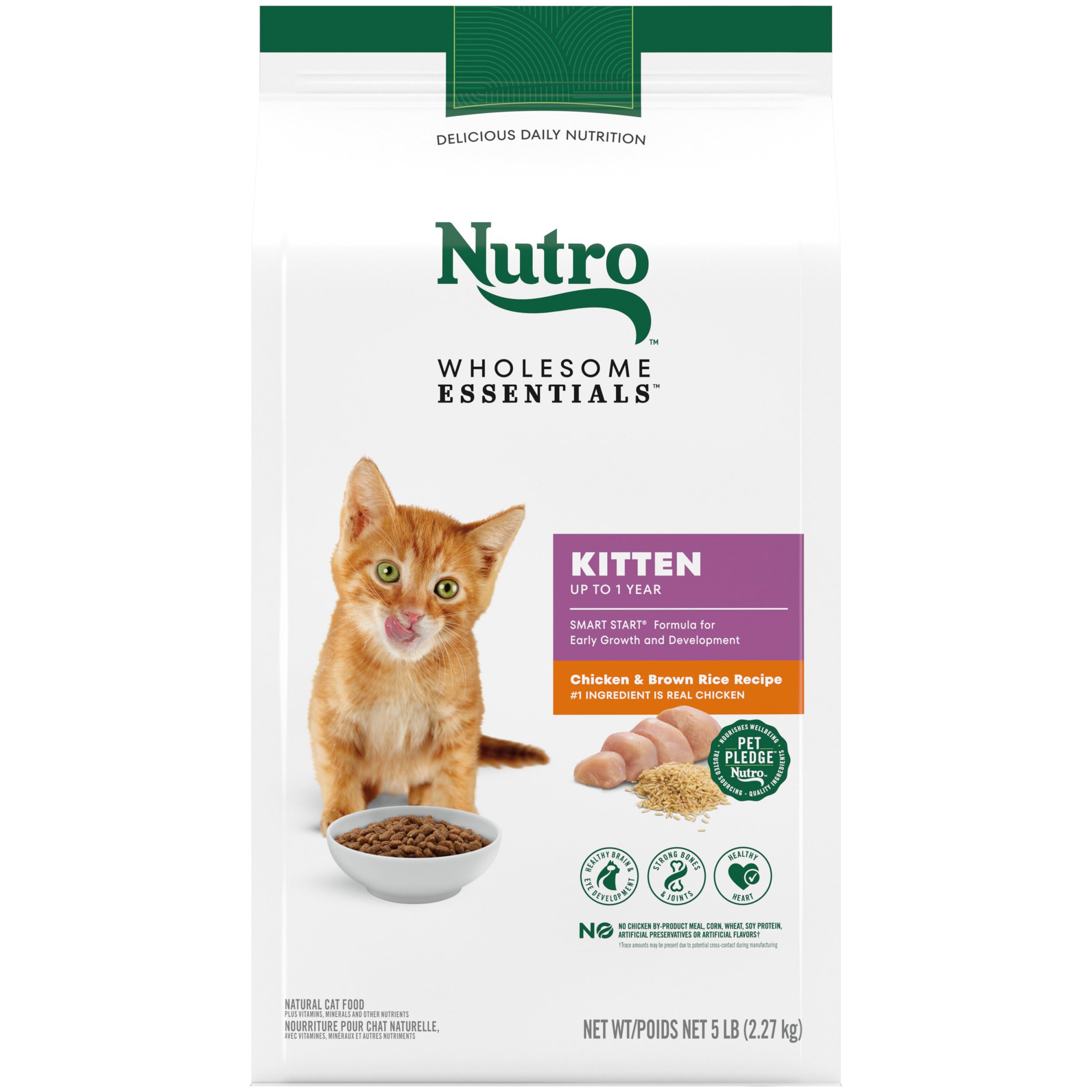 Nutro Wholesome Essentials Natural Dry Cat Food Kitten Formula Chicken & Brown Rice, 5 lb. Bag