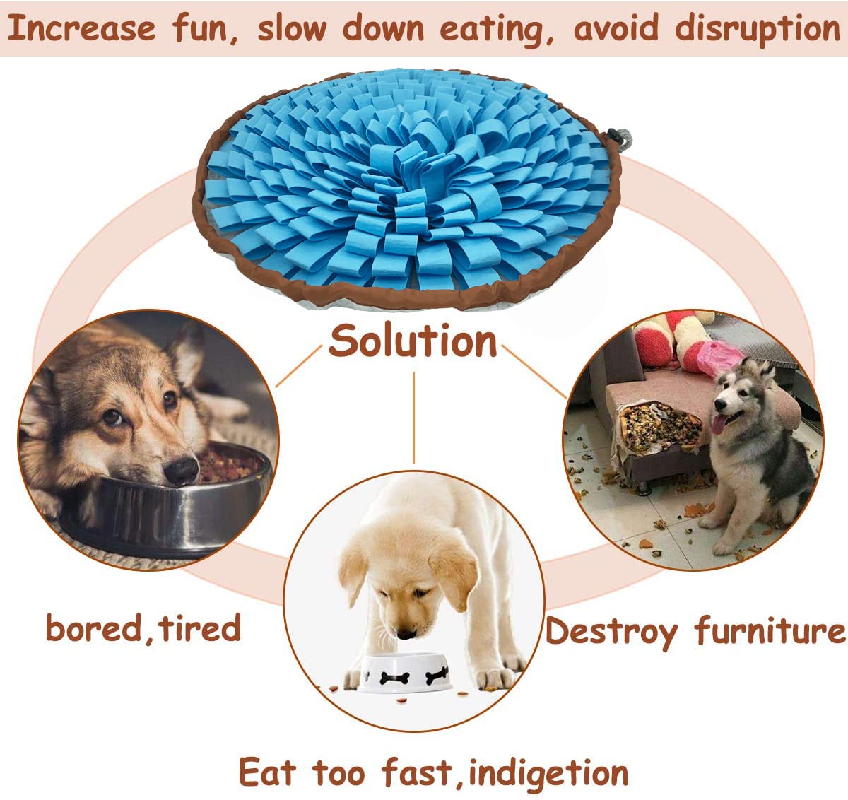 Neecong Dog Snuffle-Mat Slow-Feeder-Bowl - Simulating Grassland For Boredom, Encourages Natural Foraging Skills For Pet, Treat I