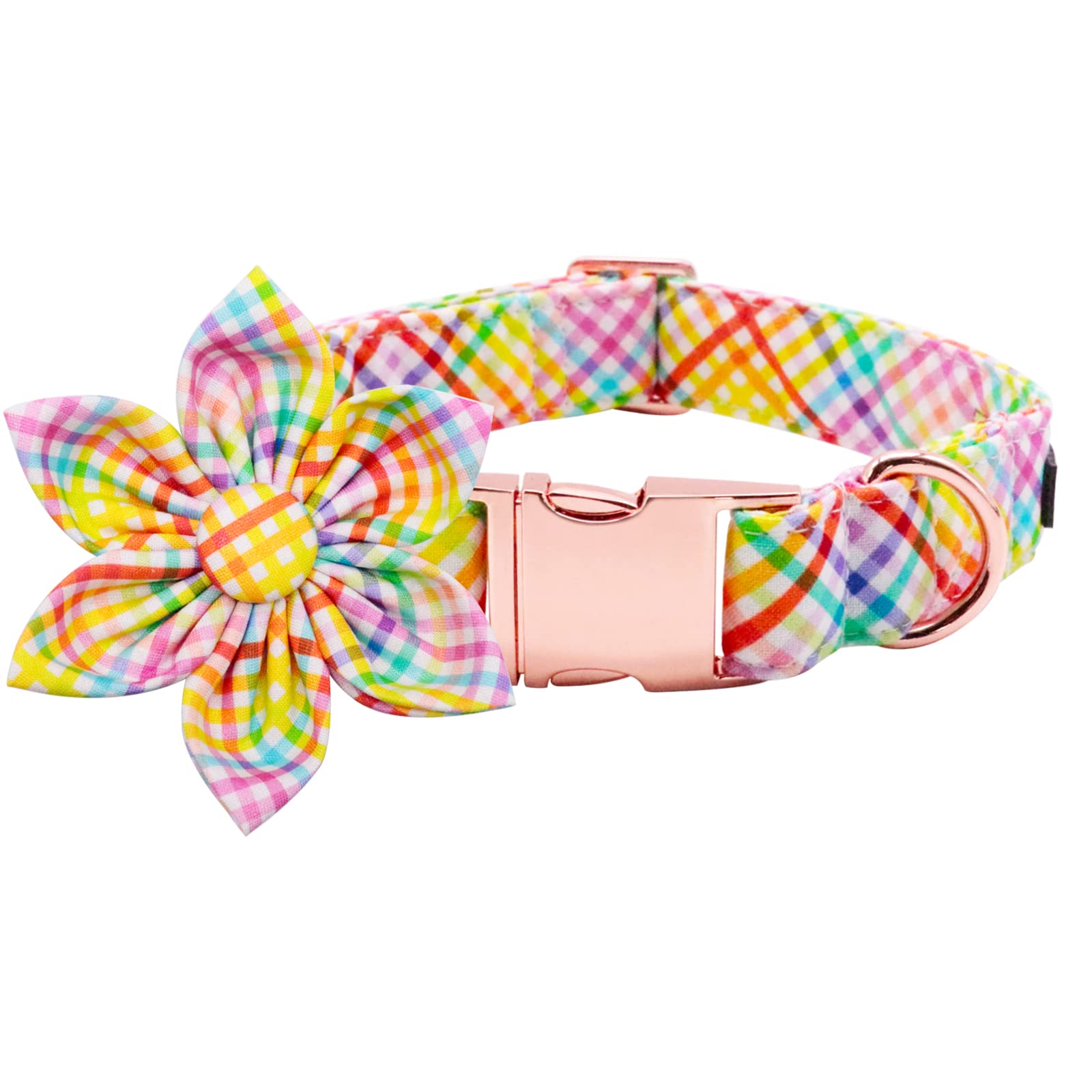 Lionet Paws Easter Dog Collar With Flower - Colorful Cute Cotton Flower Dog Cat Collar With Metal Buckle For Puppy Girl Gift, Xs, Neck 8-12In