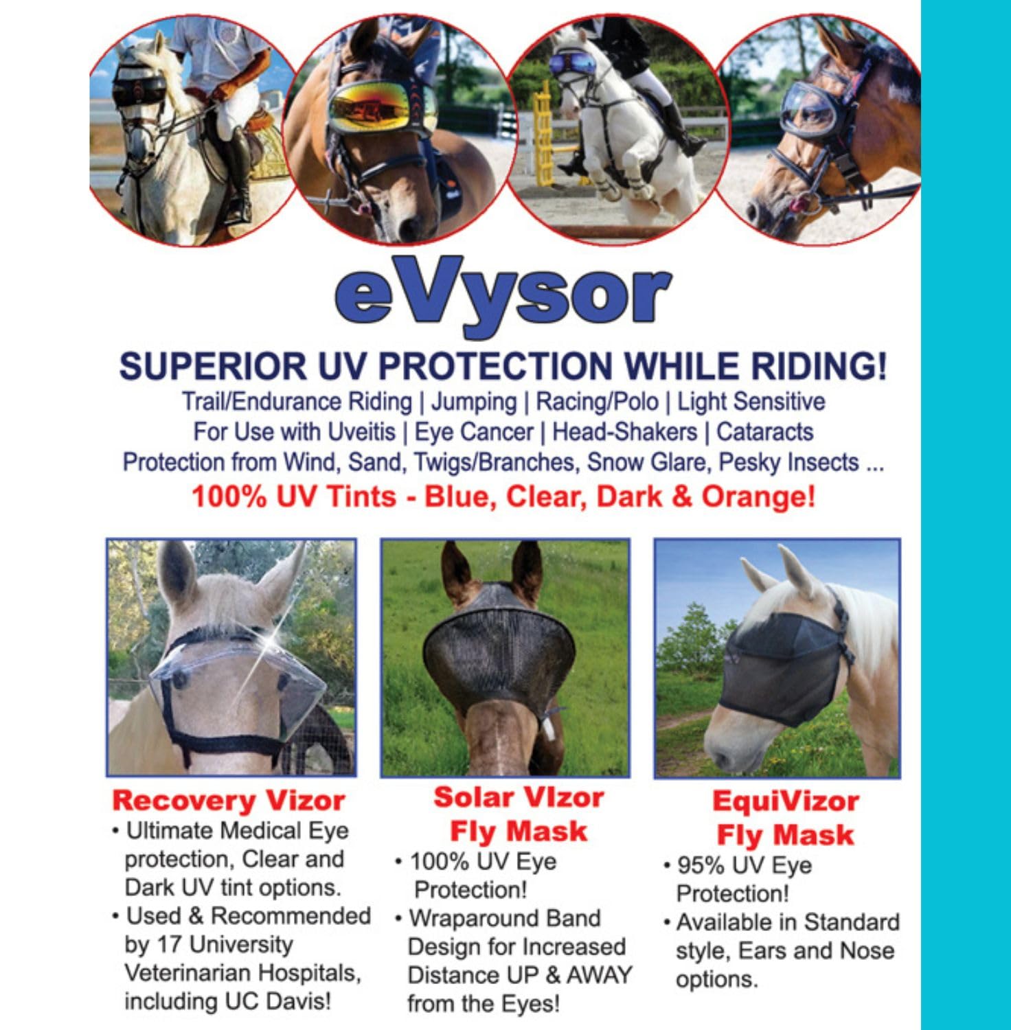 EquiVizor Horse Fly Mask with Ears, 95% UV Protection, Size PONY, Black