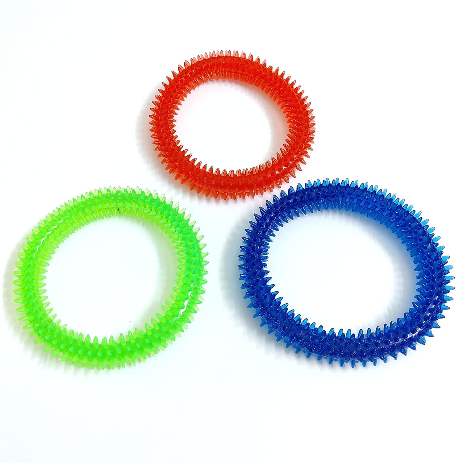 Dog Rubber Dental Chew Spike Ring Toy | Interactive Teeth Cleaning, Playing, Training, And Fetch Toys | Small To Medium Dogs | G
