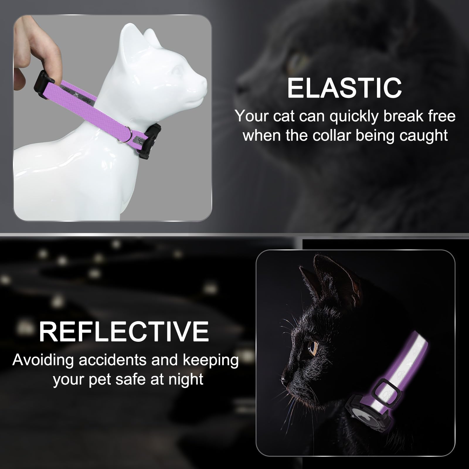 Reflective Airtag Cat Collar, Integrated Cat Tracker Collar With Air Tag Holder And Bell, Safety Elastic Band Cat Gps Collars Fo