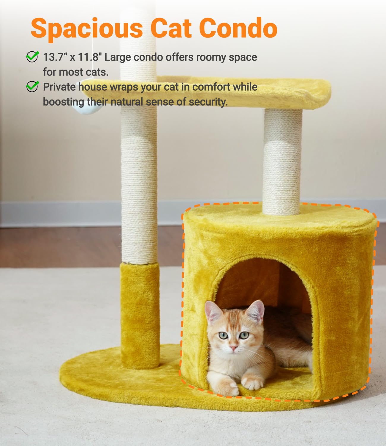 Happi N Pets Cat Tree, 33 Multi-Level Cloud Cat Tree Tower with Cozy Padded Bed & Large Condo for All Sized Cats, Featuring Scra
