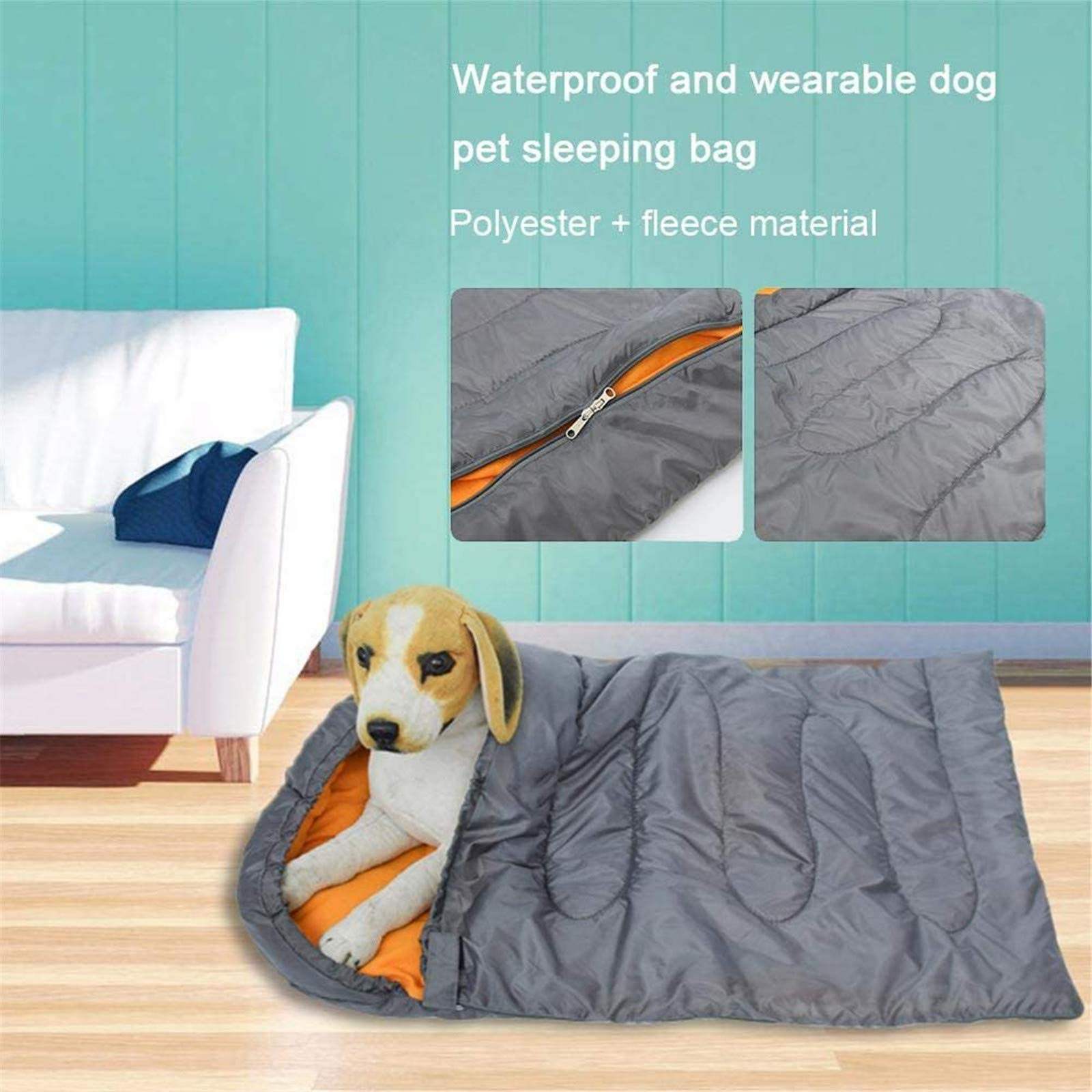 Dog Sleeping Bag Waterproof Warm Packable Dog Bed Mat With Storage Bag For Indoor Outdoor Travel Camping Hiking Backpacking(Grey