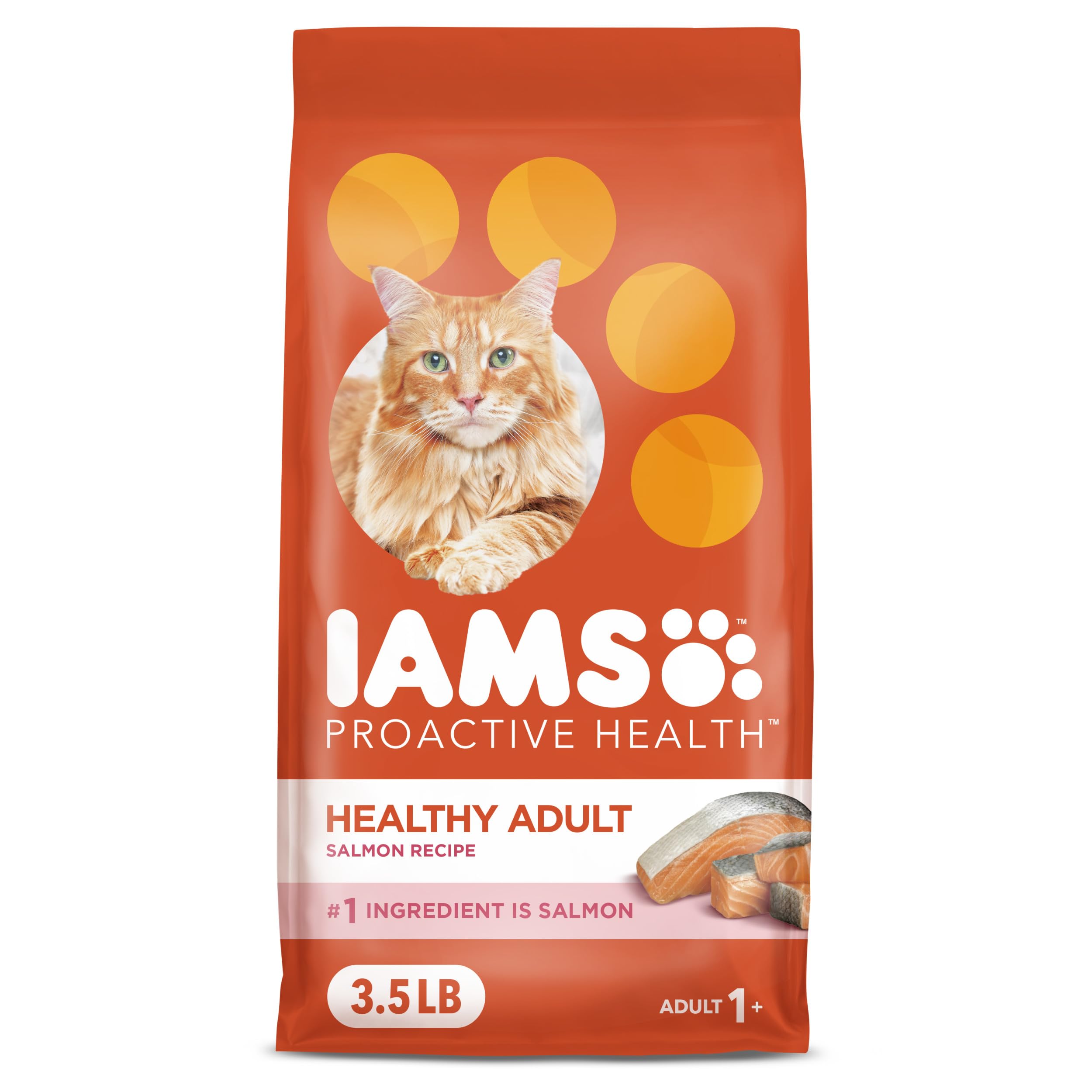 IAMS Proactive Health Adult Healthy Dry Cat Food with Salmon, 3.5 lb. Bag