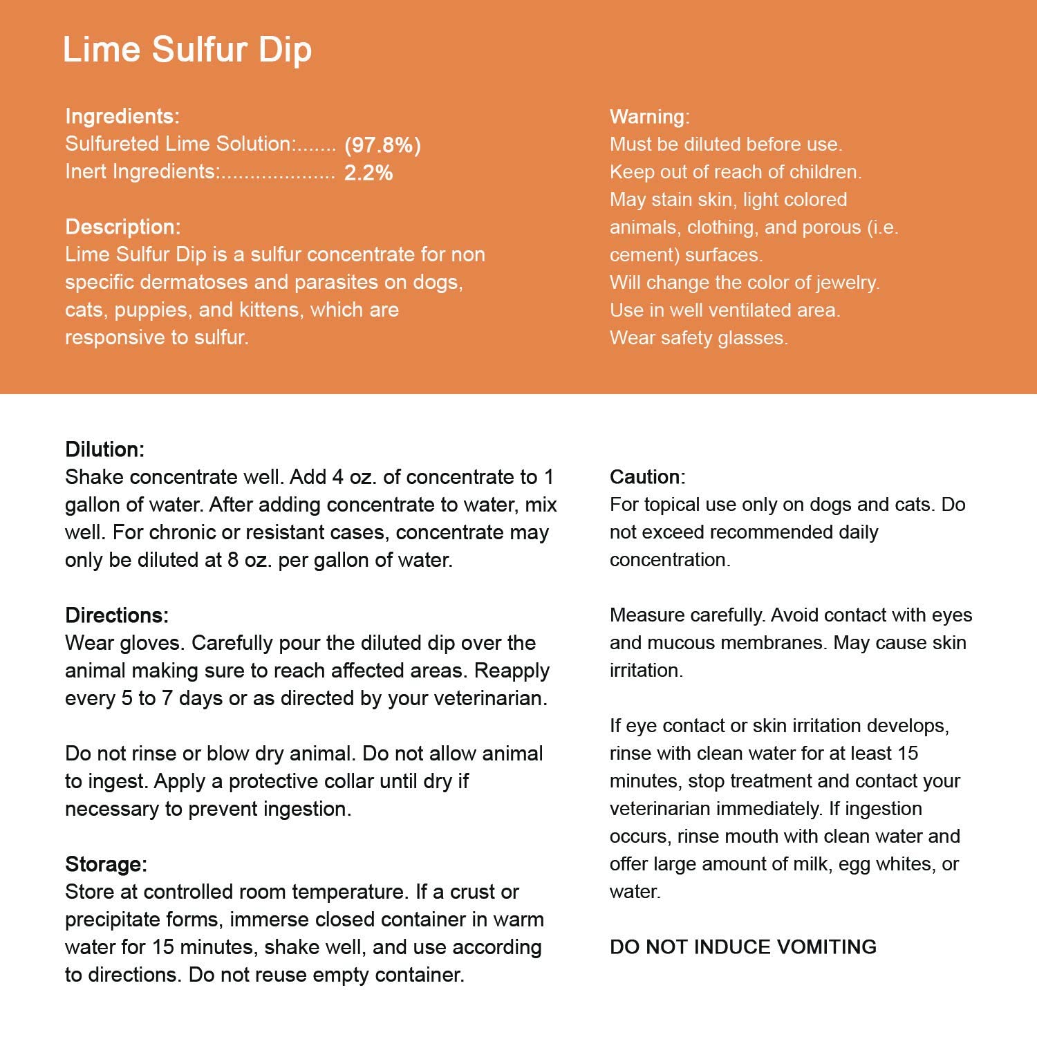 Classic'S Lime Sulfur Dip (8 Oz - Extra Strength Formula - Safe Solution For Dog, Cat, Puppy, Kitten, Horse