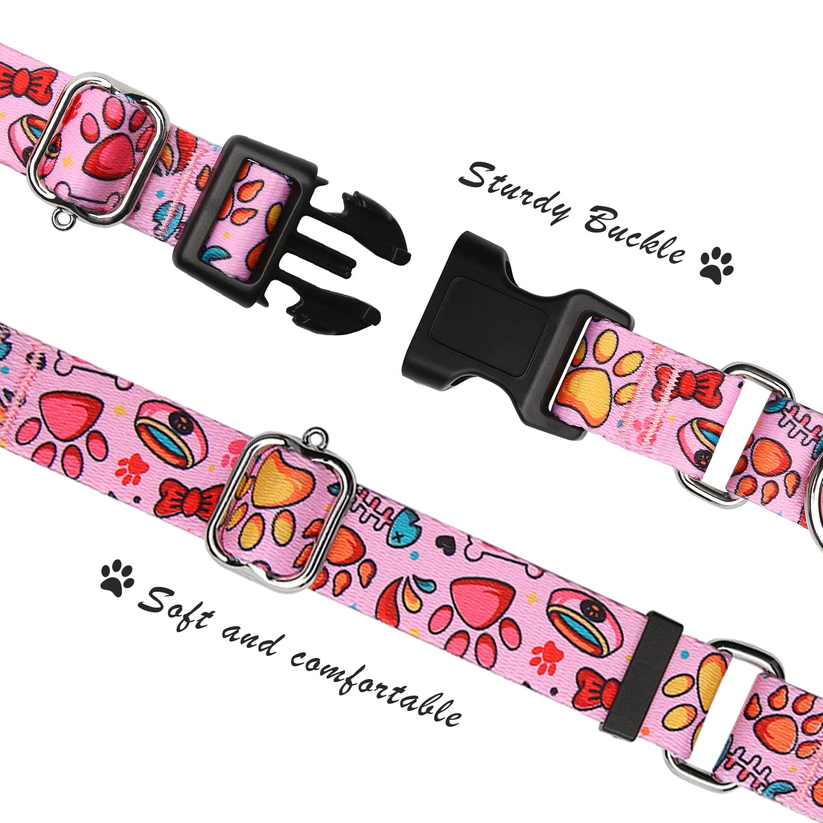 Hikiko Martingale Collar For Dogs Cute Girl Pink Dog Collars With Anti Pulling Dog Collar For Small Medium Large Dog(Pink Bowl,L