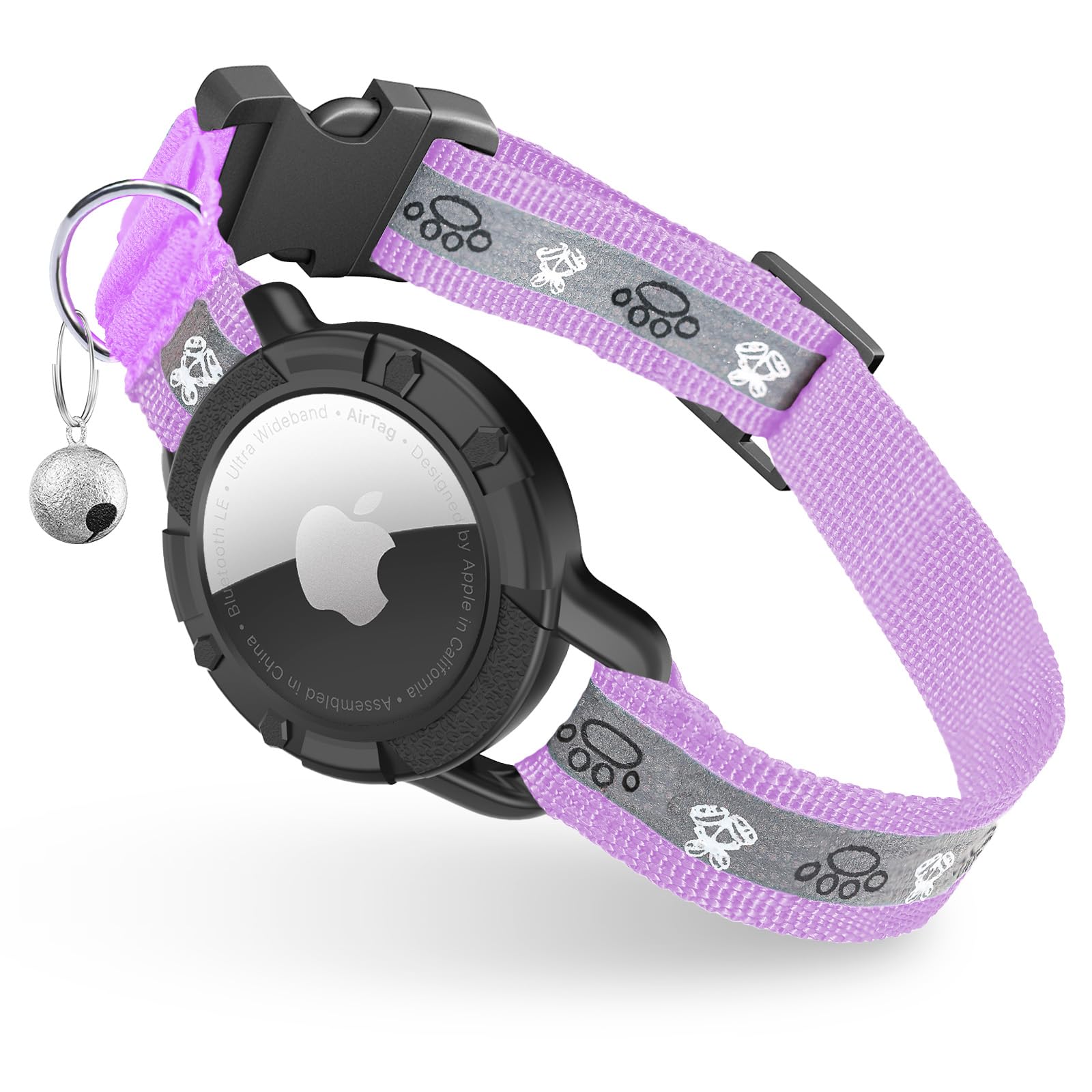 Reflective Airtag Cat Collar, Integrated Cat Tracker Collar With Air Tag Holder And Bell, Safety Elastic Band Cat Gps Collars Fo