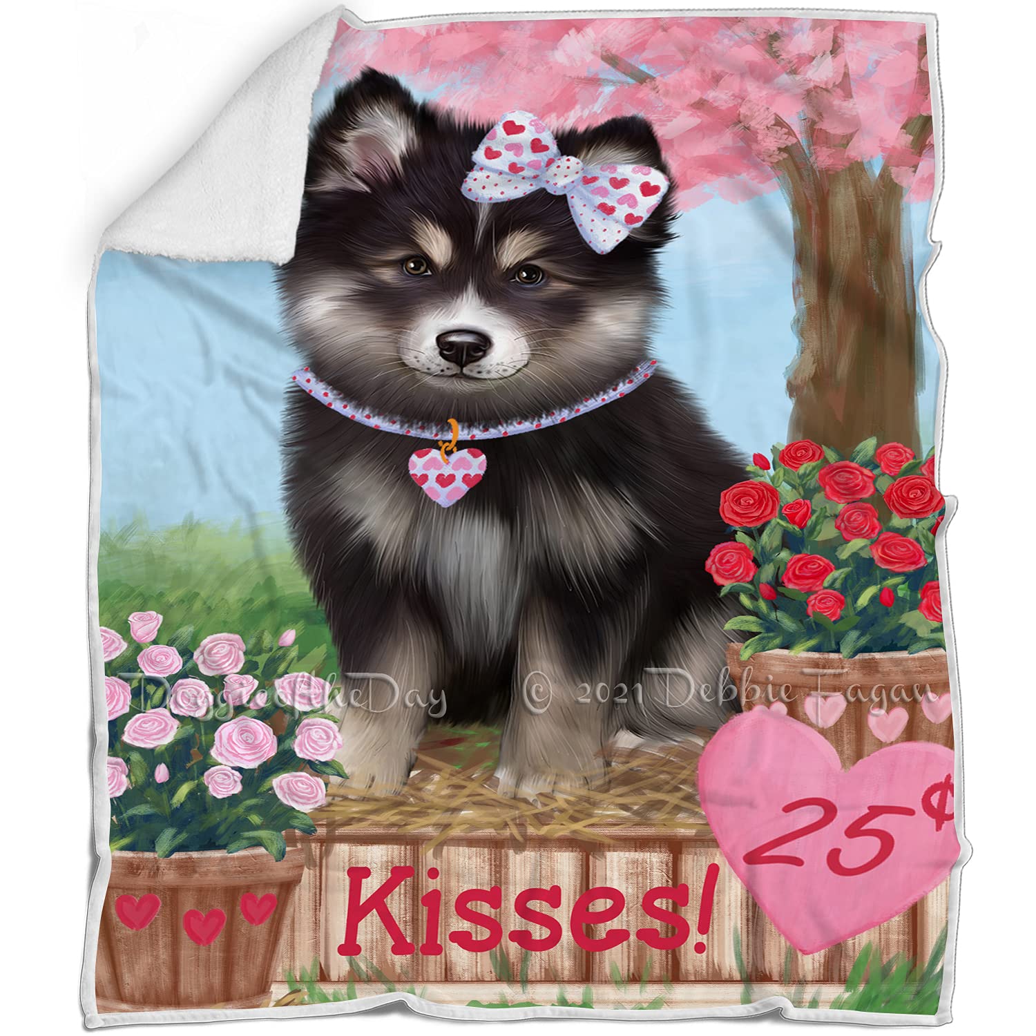 Rosie 25 Cent Kisses Finnish Lapphund Dog Blanket  Lightweight Soft Cozy and Durable Bed Blanket  Animal Theme Fuzzy Blanket f