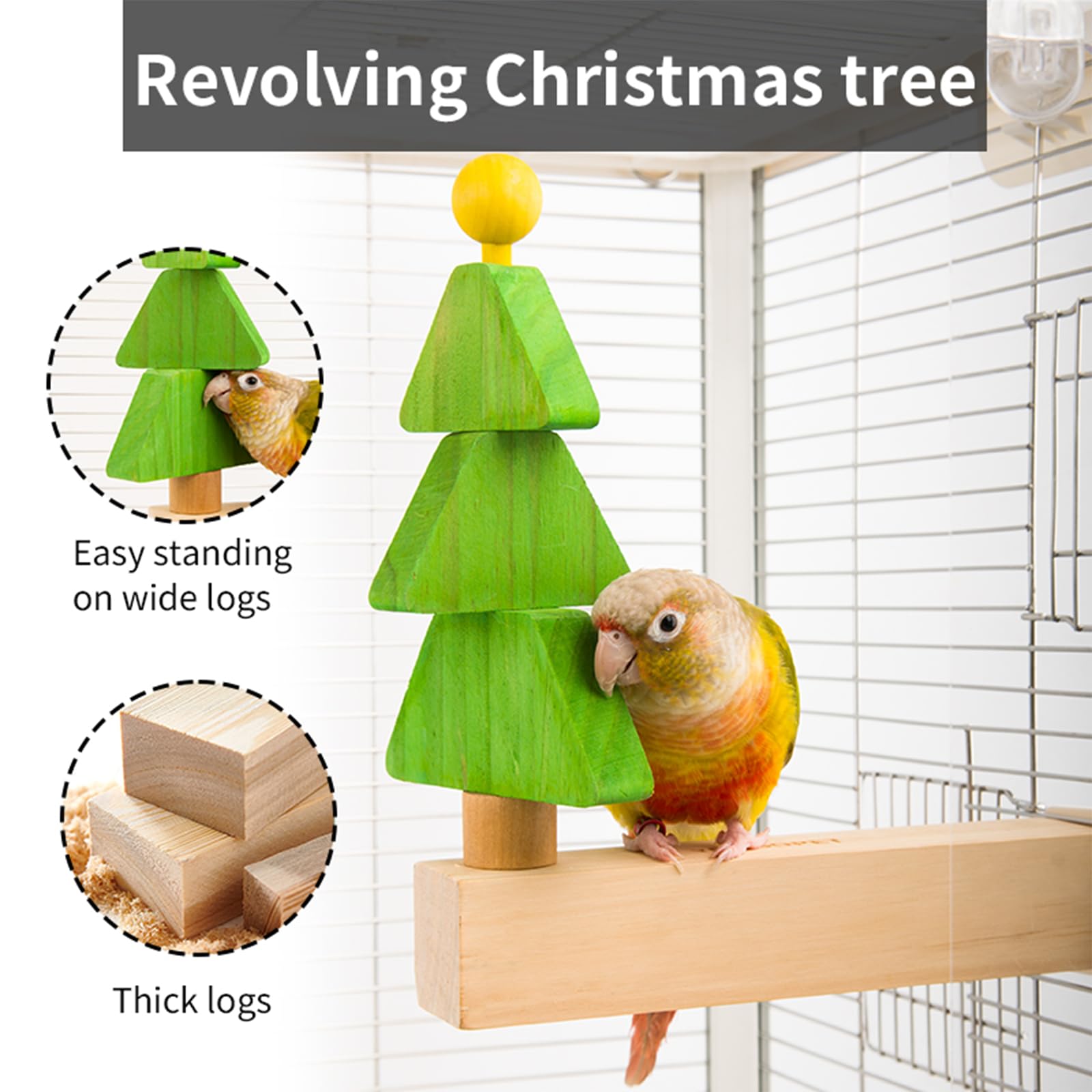 Bird Toys & Bird Perch, Bird Wooden Block Chewing Toy Parrot Foraging & Puzzle Toys Bird Cage Accessories For Conures Parakeets