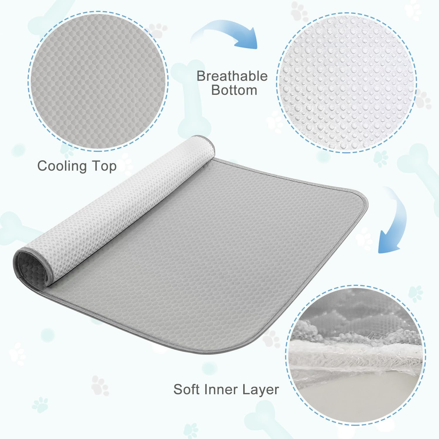 Summer Dog Cooling Mat Washable Ice Silk Self Cool Pad For Small Medium Large Dogs And Cats, Pet Sleeping Pad For Crate, Bed, In