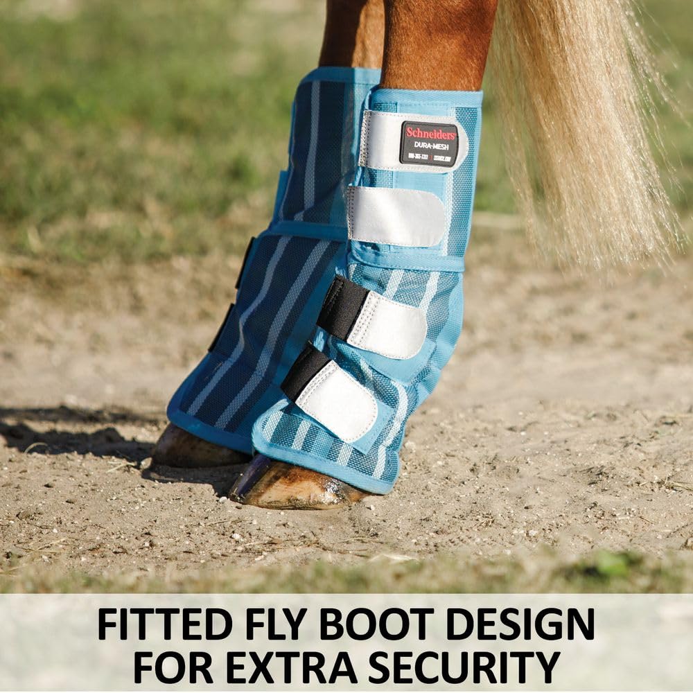 Schneiders Dura-Mesh II Striped Fitted Horse Fly Boots | Set of 2 | Reflective Safety Design | 70% UV Protection | Maximum Durab
