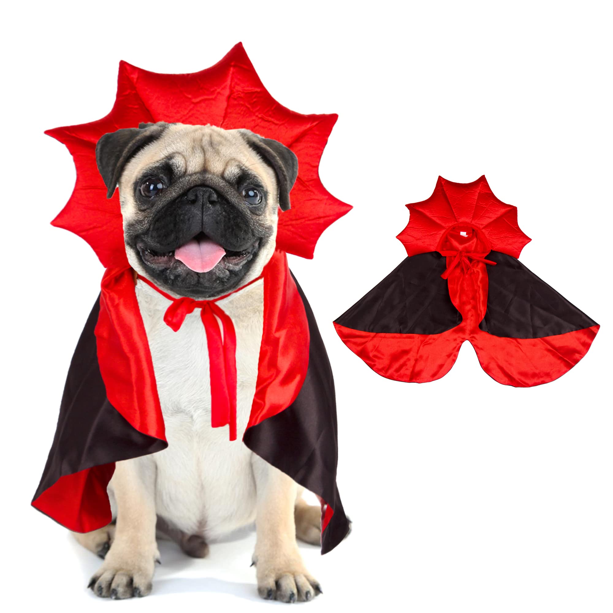 Adoggygo Halloween Dog Costume Dog Vampire Devil Costume Dog Halloween Cloak Cape Red Black Halloween Costumes For Small Medium Large Dogs (Black&Red, Medium)