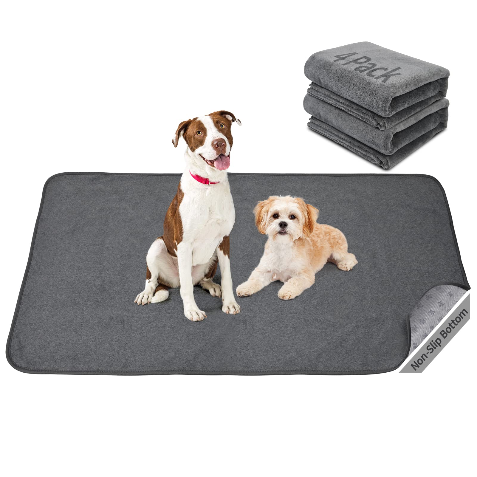 Reusable Pee Pads For Dogs, 24X48 4 Pack Washable Puppy Pads, Absorb Dog Mats Non-Slip Puppy Training Pads For Whelping, Potty, 