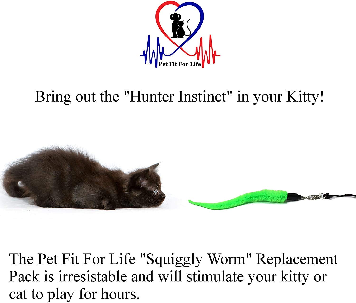 Pet Fit For Life 5-Piece Kitten Toy Refill Pack - Soft Squiggly Worm Attachments for Interactive Wands - Brown - Model 11278220