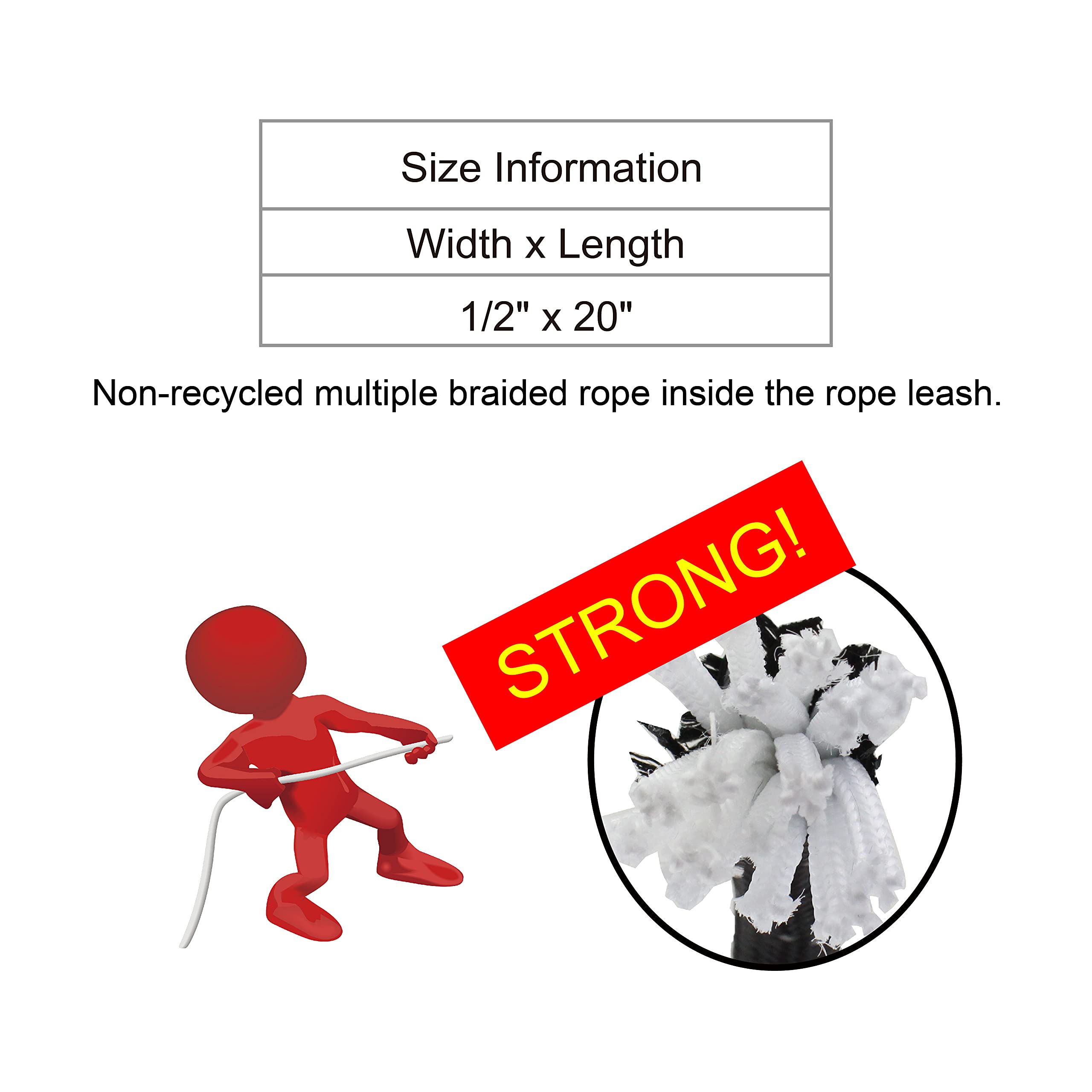 Kruz Short Traffic Leash - Kzrope5020-S8L - Soft Silicone Grip - Click & Lock Snap - Heavy-Duty Reflective Dog Rope For Security