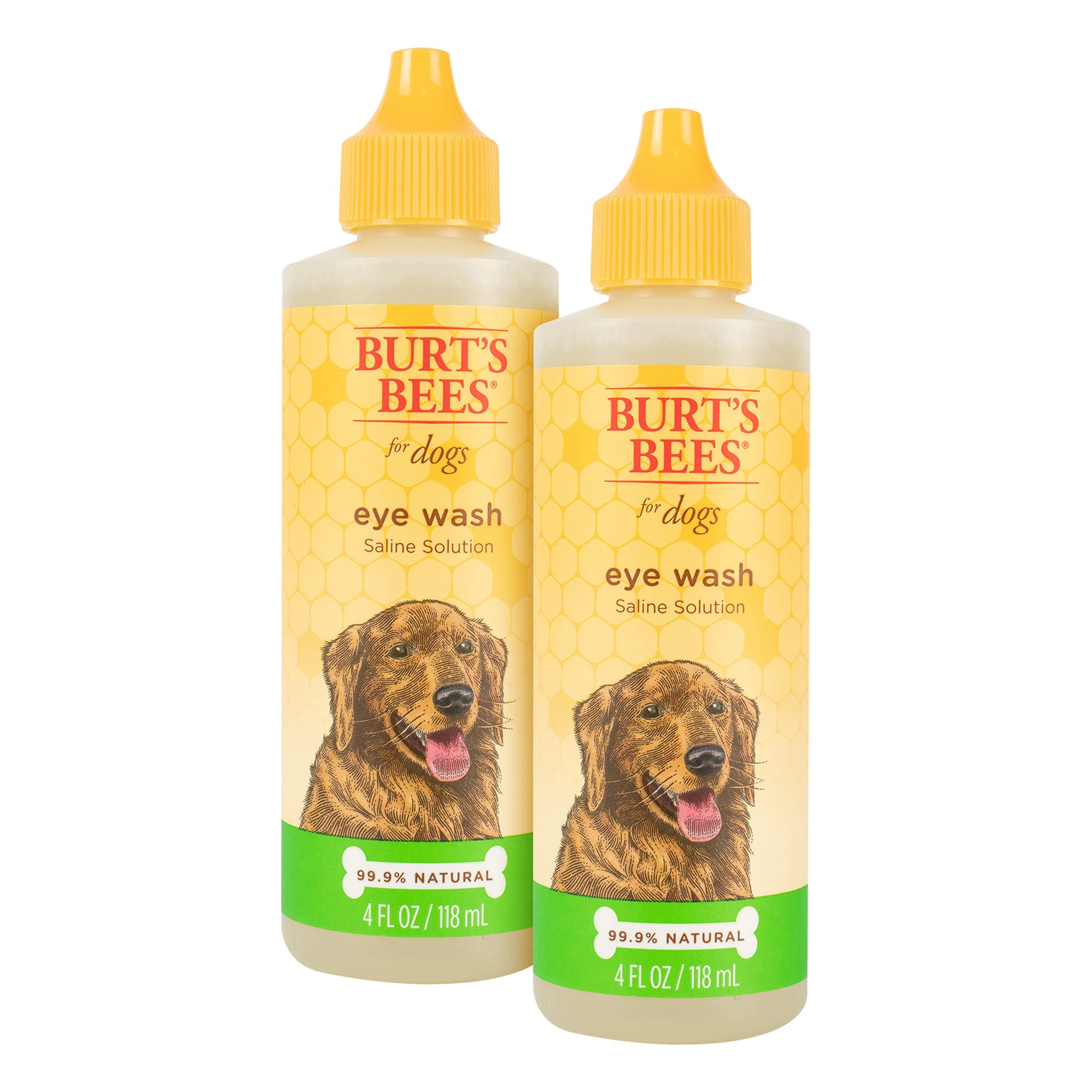 Burts Bees for Pets Eye Wash with Saline Solution for Dogs, 2pk, 99.9% Natural Origin Formulas, Dog Eye Cleaner, Eye Wash for D