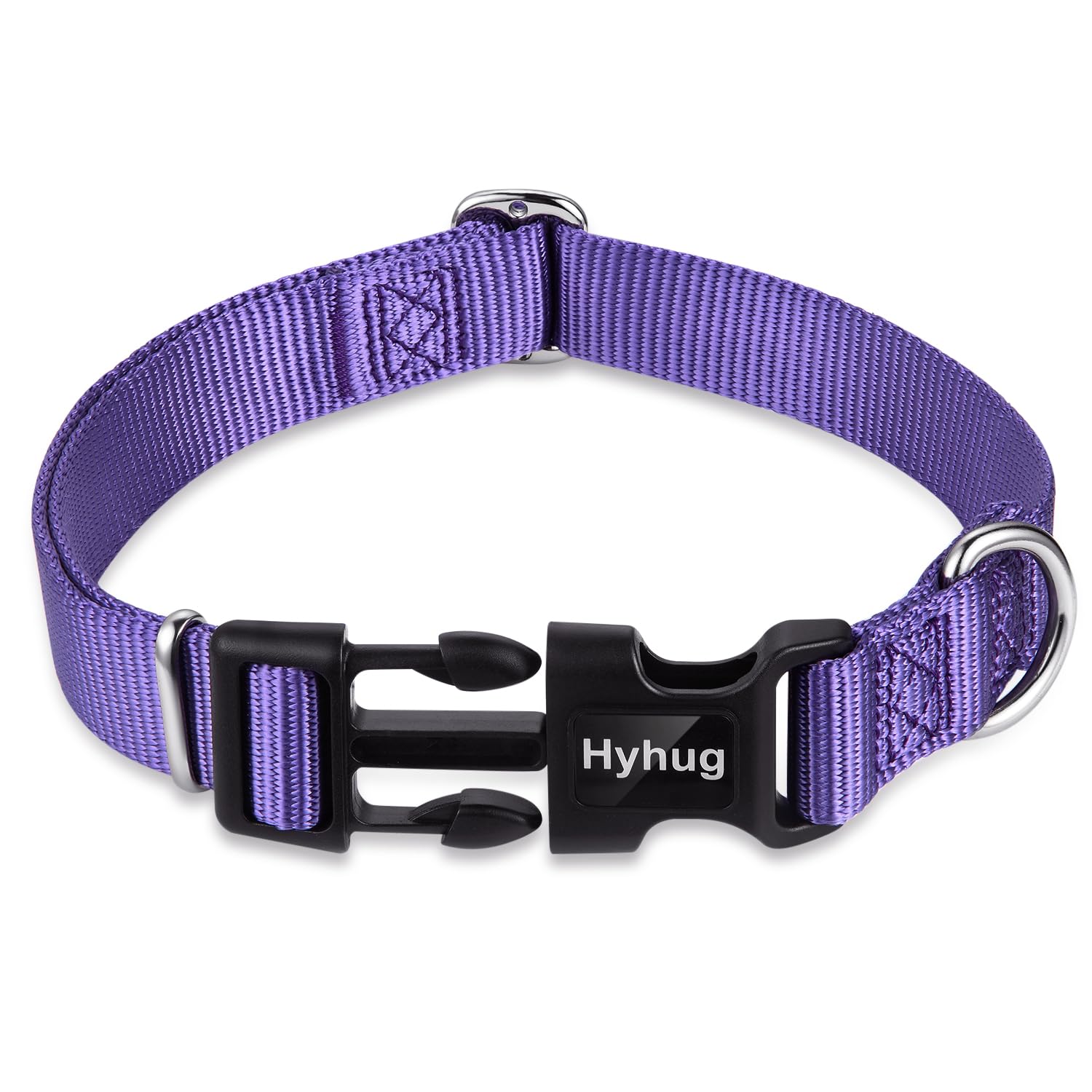 Hyhug Pets Solid Color Classic Regular Soft Nylon Basic Collar For Medium Breeds Dogs, Unique Design Adjustment Triglide Slide (