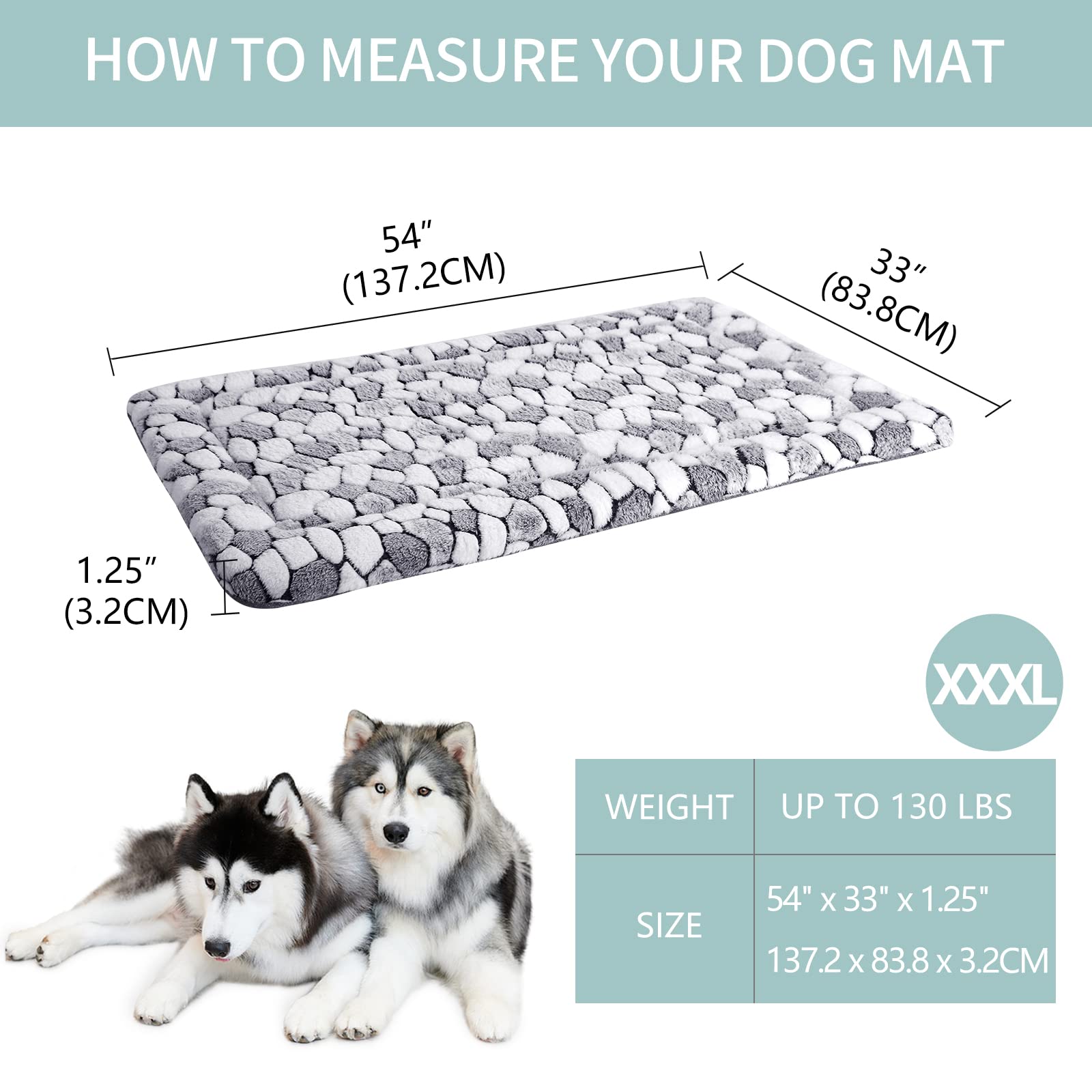 Vankean Stylish Dog Crate Pad Bed Mat Reversible (Warm & Cool), Soft Pet Sleeping Mat Dog Bed For Crate Suitable For Small To Xx