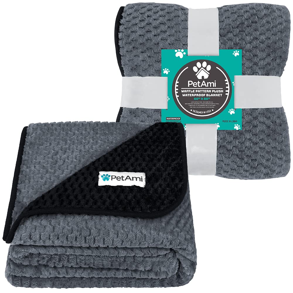 PetAmi Waterproof Dog Blanket, Leakproof XL Pet Blanket for Large Dogs, Furniture Sofa Couch Cover Protector, Fleece Cat Throw B