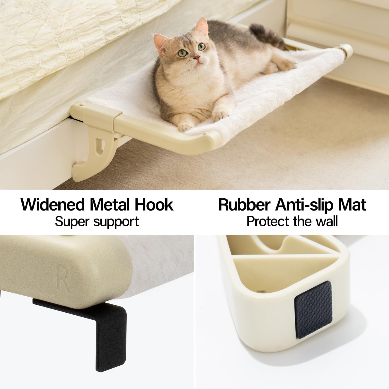 Mewoofun Cat Window Sill Perch For Indoor Cats, One-Step Sliding Clamping Slot Adjustment Cat Window Hammock With Removable Cove
