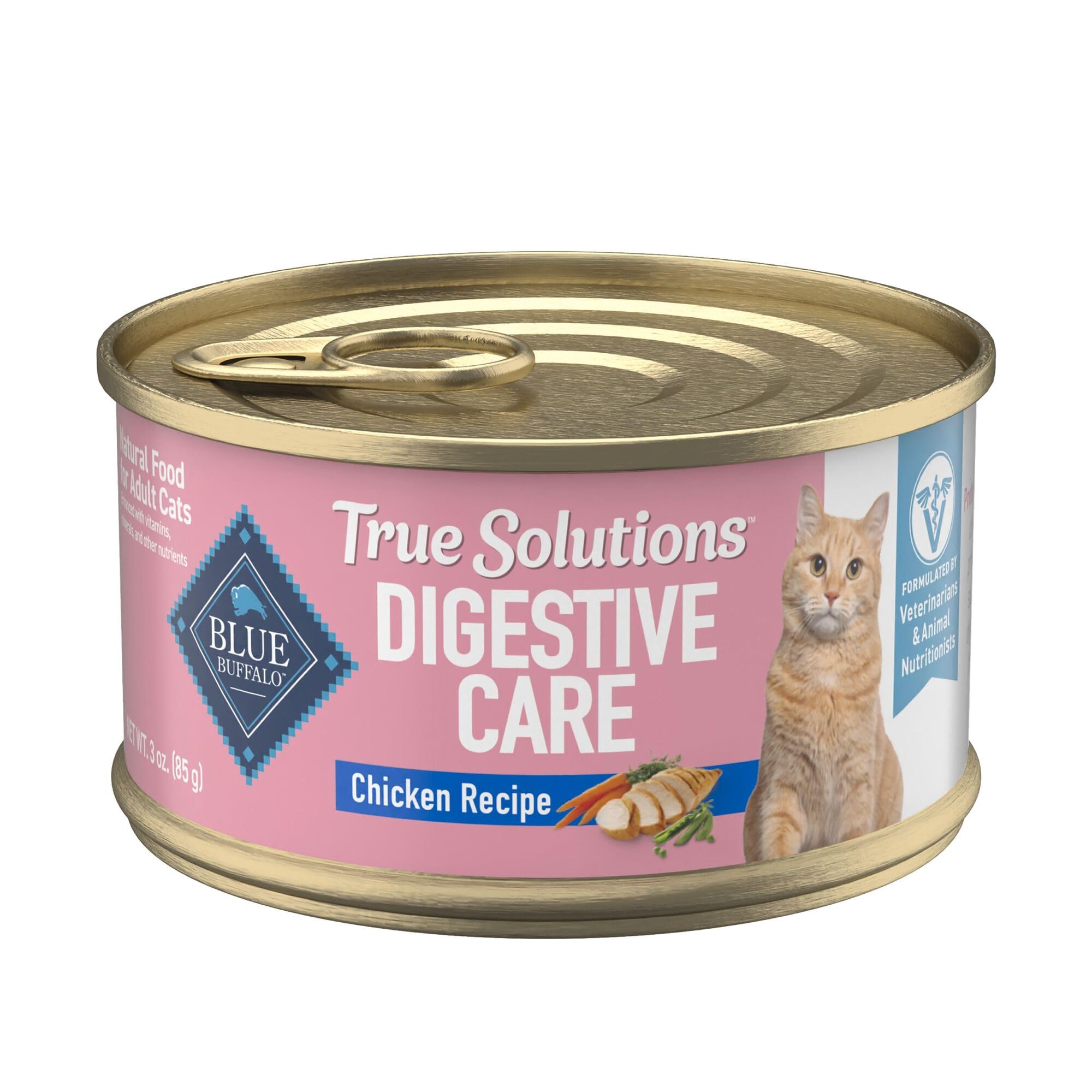 Blue Buffalo True Solutions Digestive Care Wet Cat Food for Adult Cats, Made with Natural Ingredients, Chicken, 3-oz. Cans (24 C