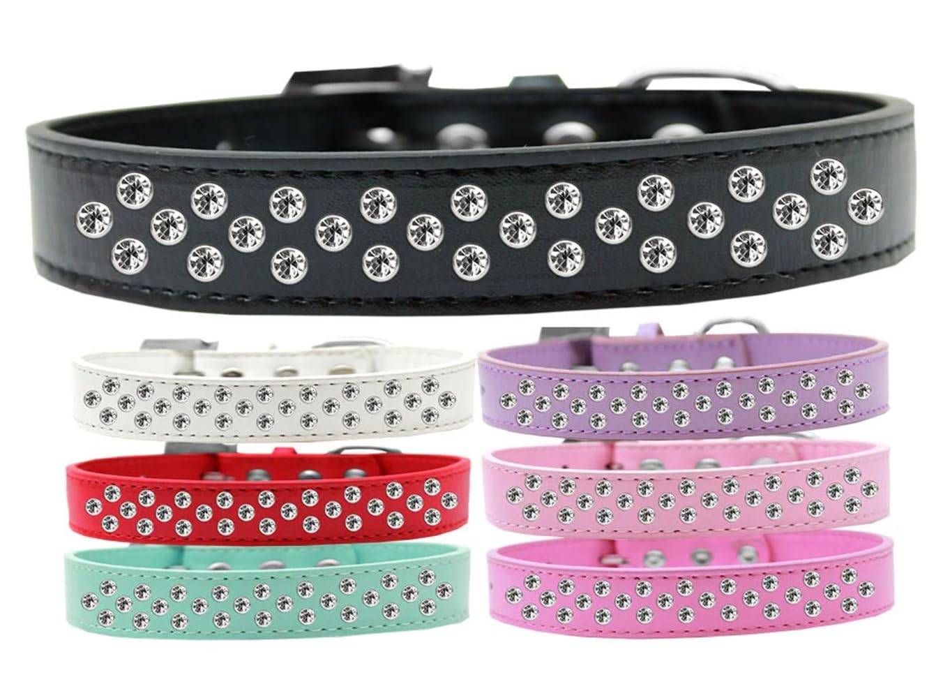 Dog, Puppy & Pet Fashion Collar, Clear Crystal Sprinkles Bright Pink 16