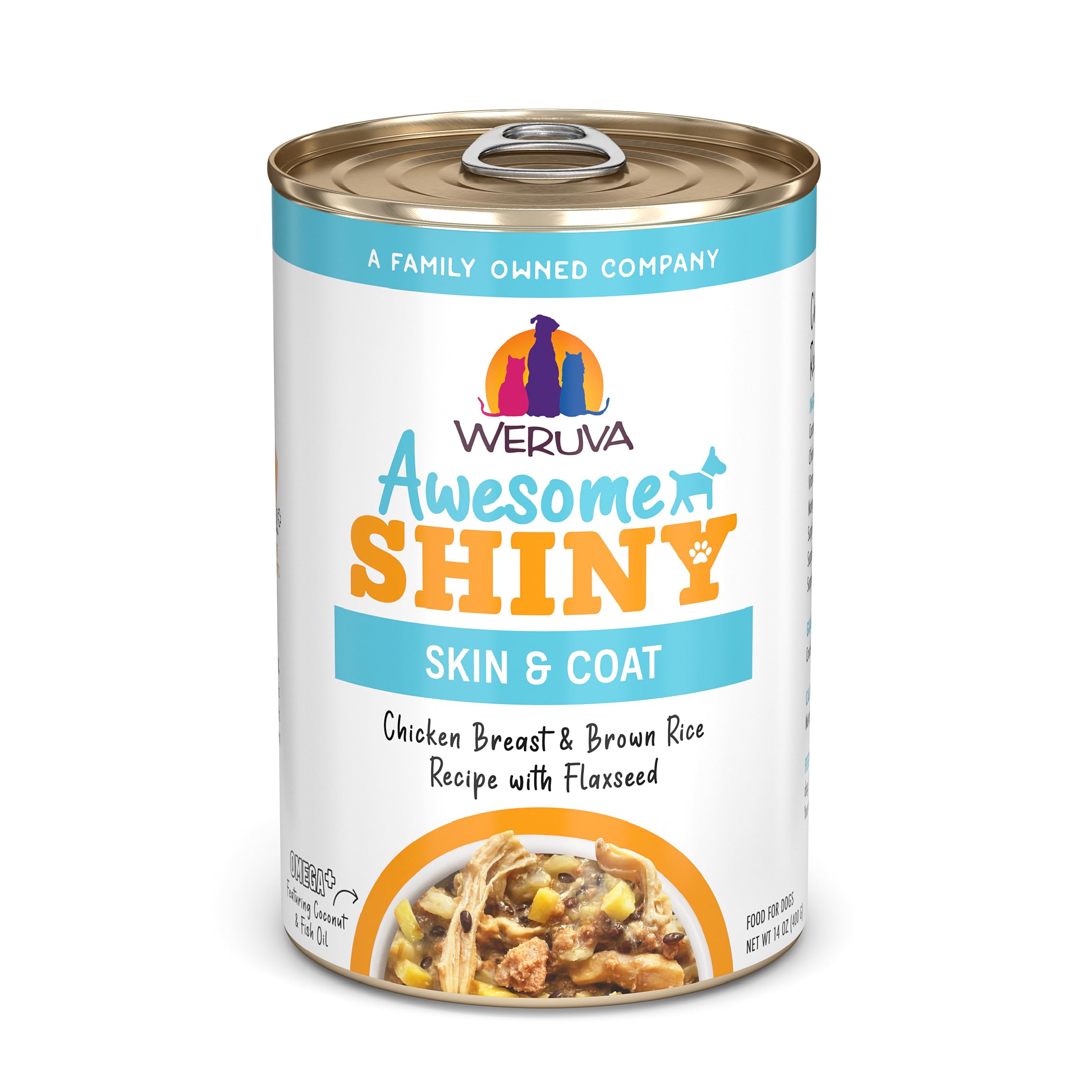 Weruva Awesome Shiny Wet Dog Food, Chicken & Brown Rice, 14oz Can (Pack of 10)