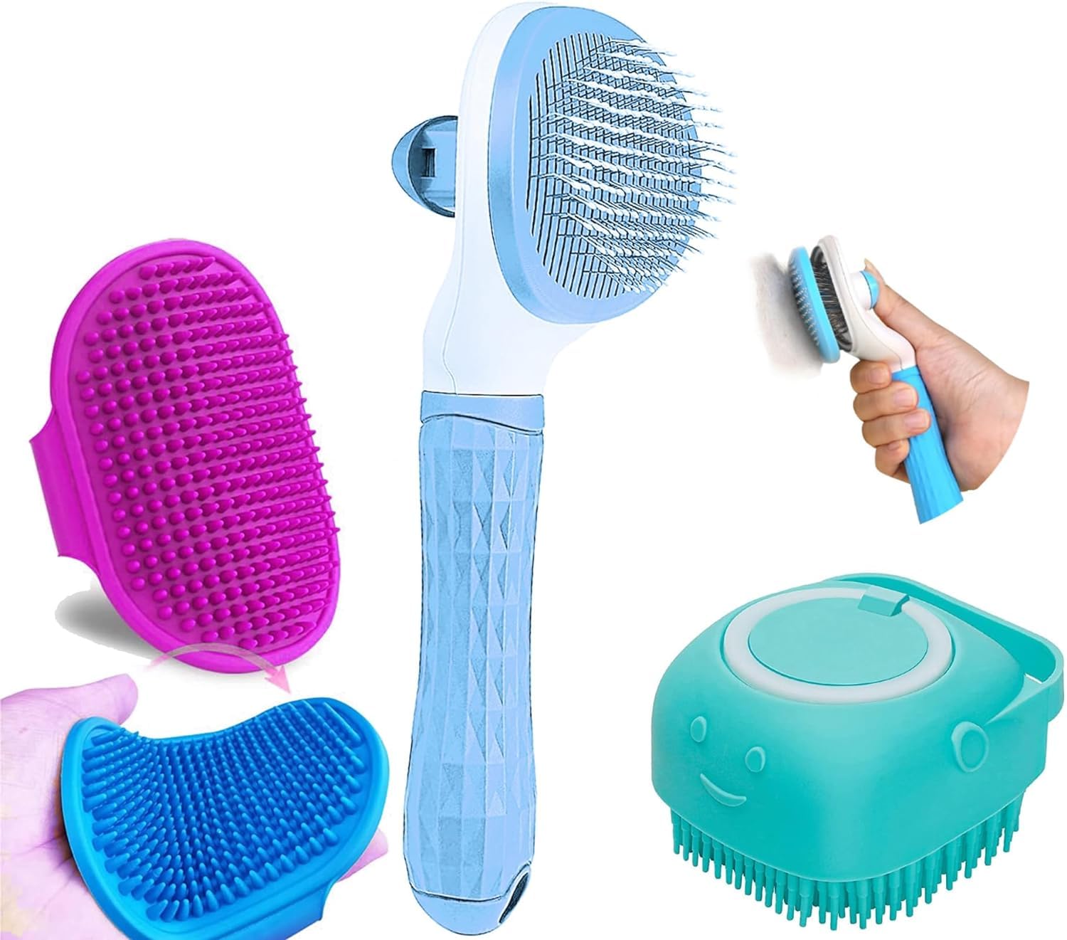 Dog Grooming Brushes Set, Hair Brushes, Shampoo Brushes, Bath Brushes, Shower Brushes, Scrub Brushes