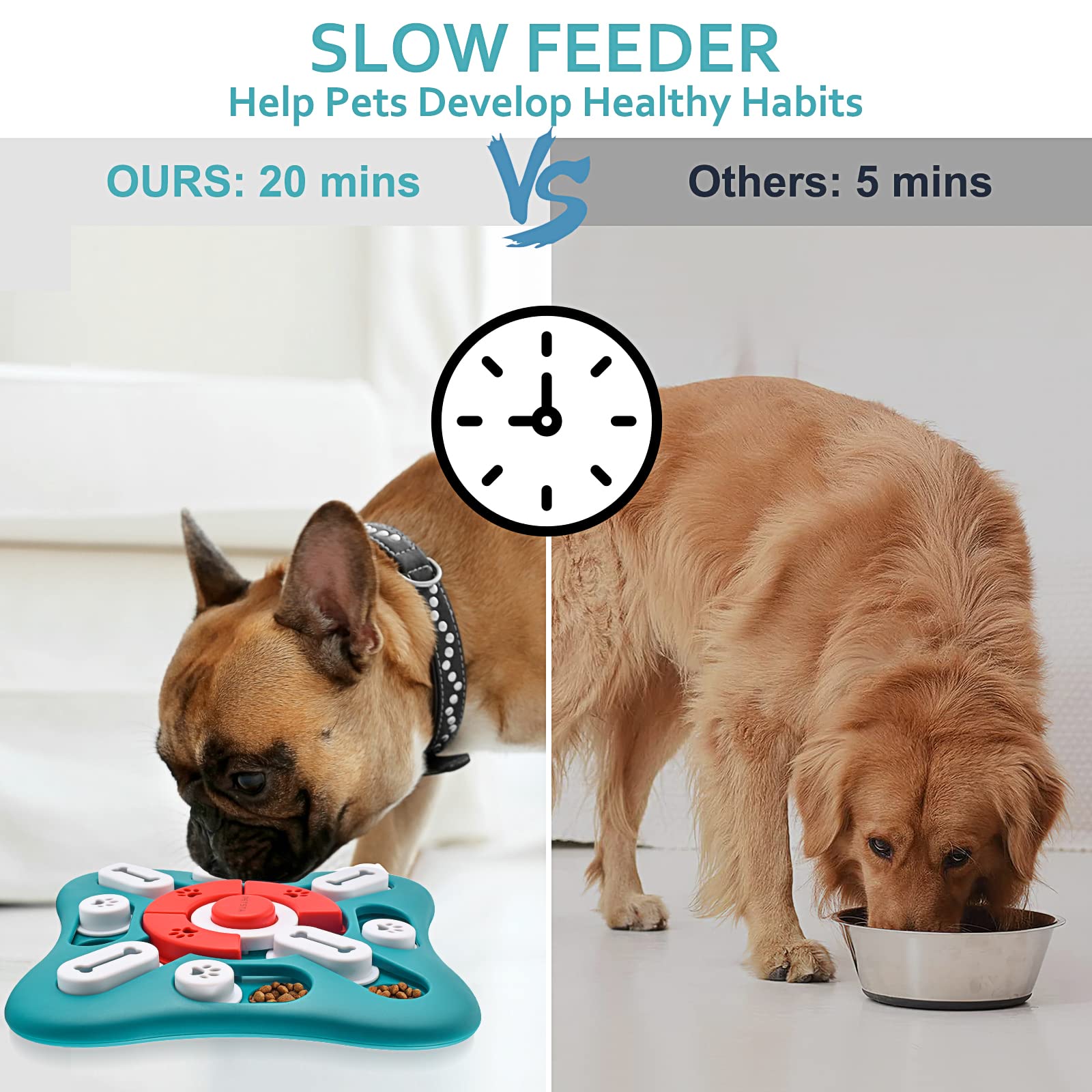 Dog Puzzle Toys, Squeaky Treat Dispensing Dog Enrichment Toys for IQ Training and Brain Stimulation, Interactive Mentally Stimul