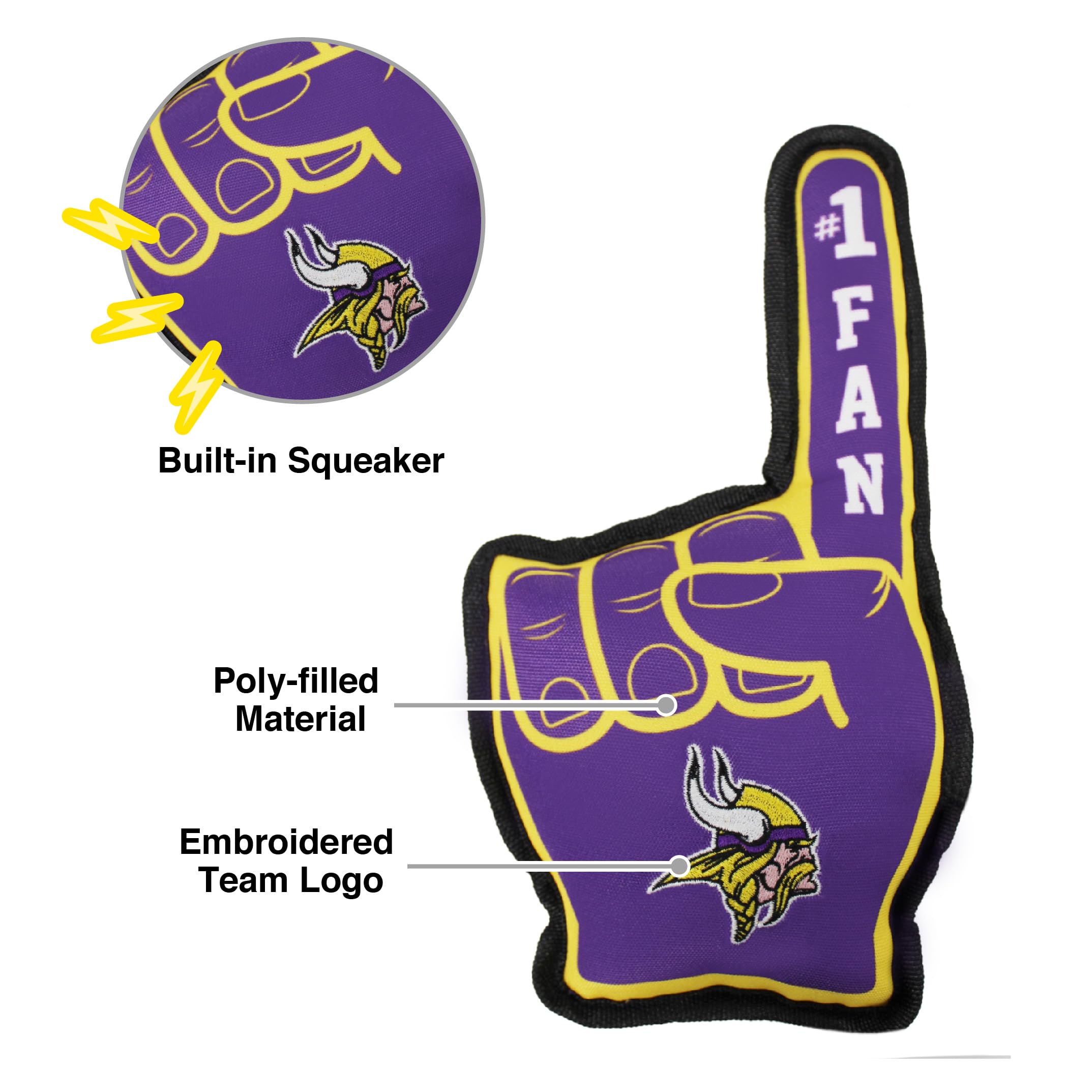 Nfl Minnesota Vikings #1 Fan Toy For Dogs & Cats. Best Tough Pet Toy With Inner Squeaker