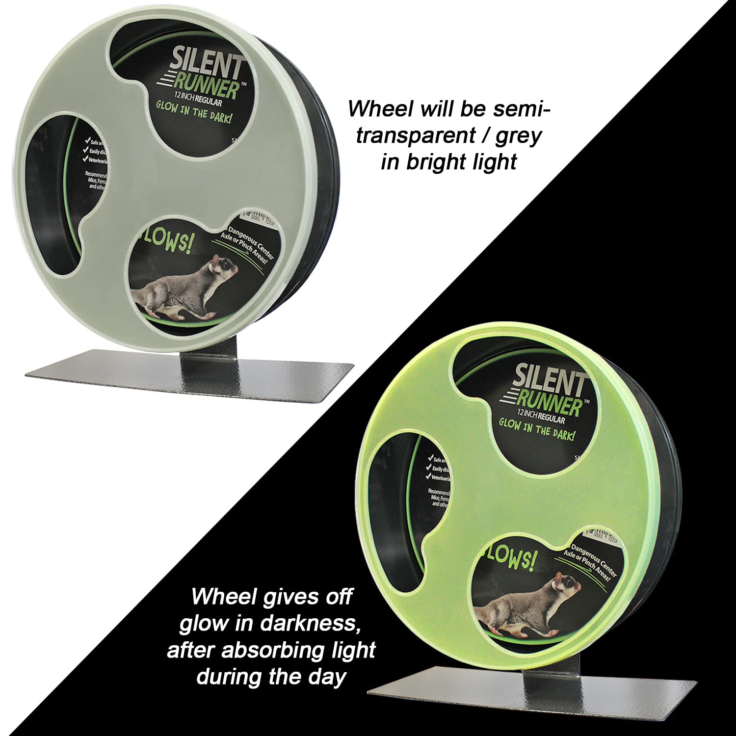 Silent Runner Glow Wheel - 12'' Regular - Exercise Wheel (Wheel + Autoclean Track + Sandy Track + Attachment)