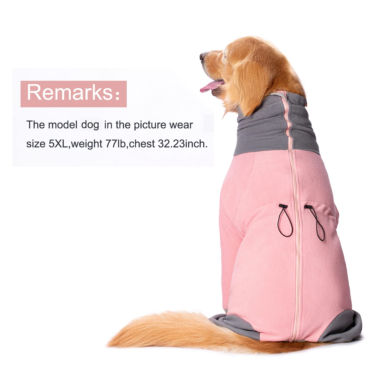 Winter Warm Coats 4-Legs Fleece For Large Medium Dogs, High Collar Cold Weather Coat Full Body Snowsuit Comfort Windproof Sweate