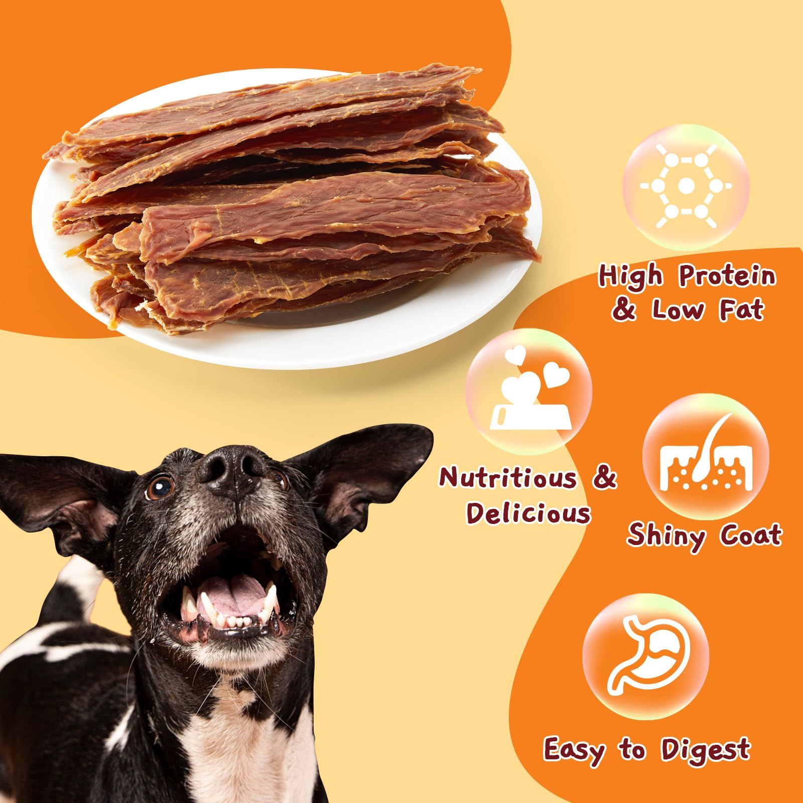 Jungle Calling Dog Treats, Duck Jerky for Dogs, Slow Roasted Snacks for Medium and Large Dogs Chewy Training Treats, 10.6 oz