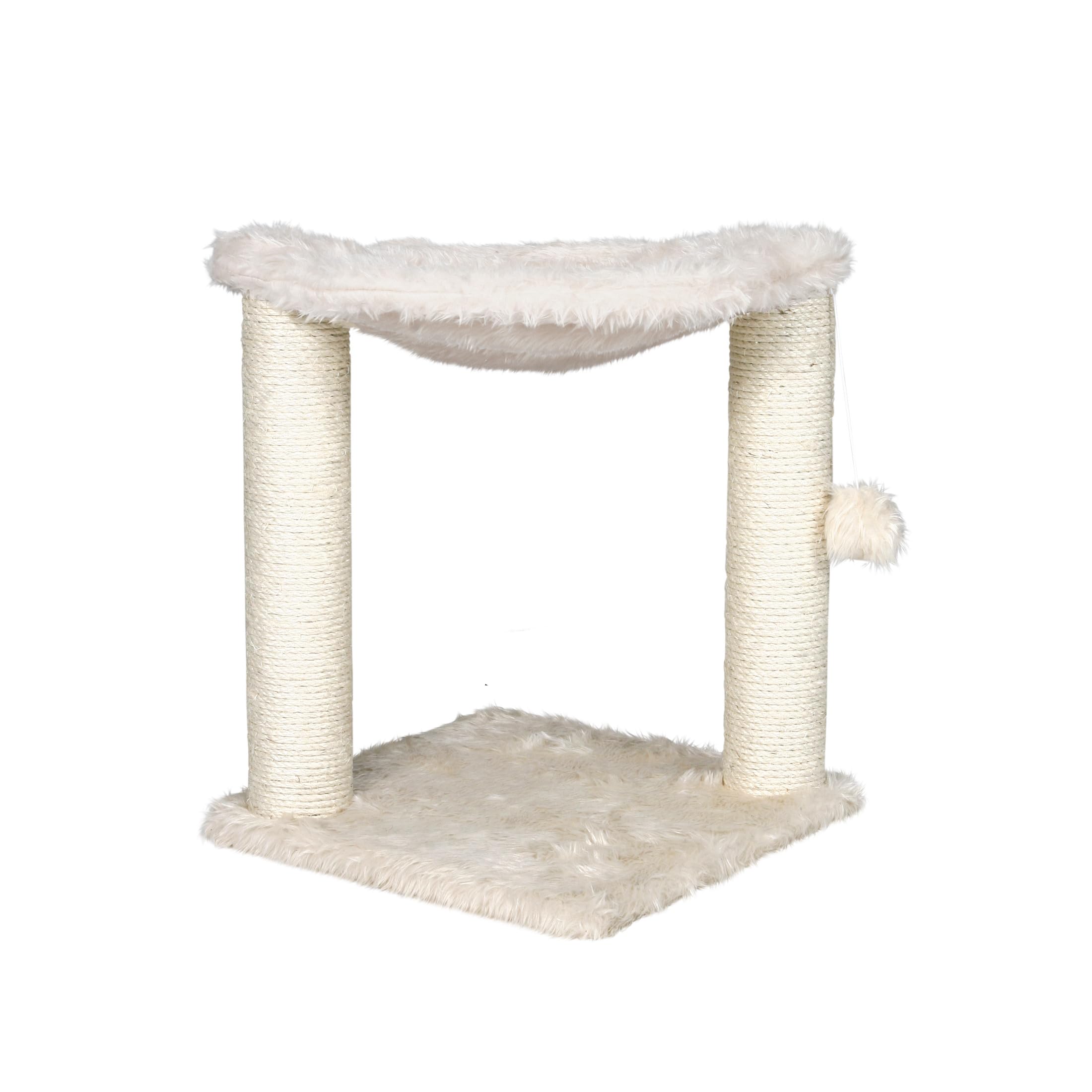 Trixie Baza Scratching Post With Hammock  16'' Base, Cream, Small