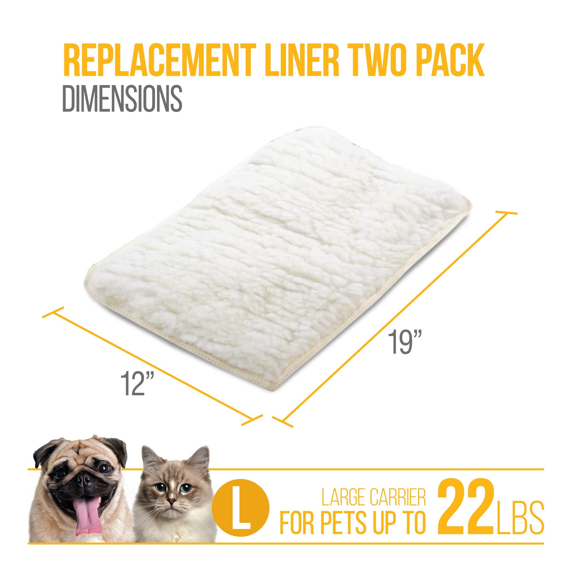 Sherpa (2 Count) Replacement Liners For Travel Pet Carriers - White, Large