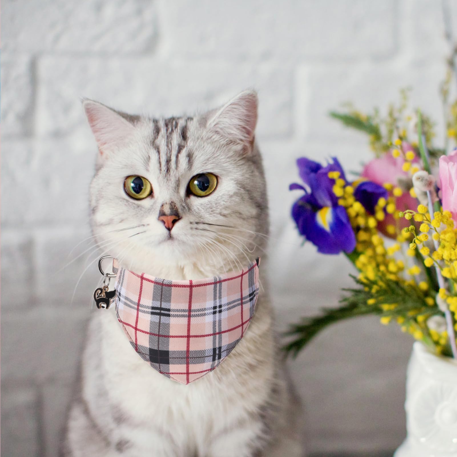 Scenereal Plaid Cat Bandana Collars - 2 Pack Breakaway Kitten Collars With Bell Bowtie, Accessories For Pet Birthday Collars, Ad