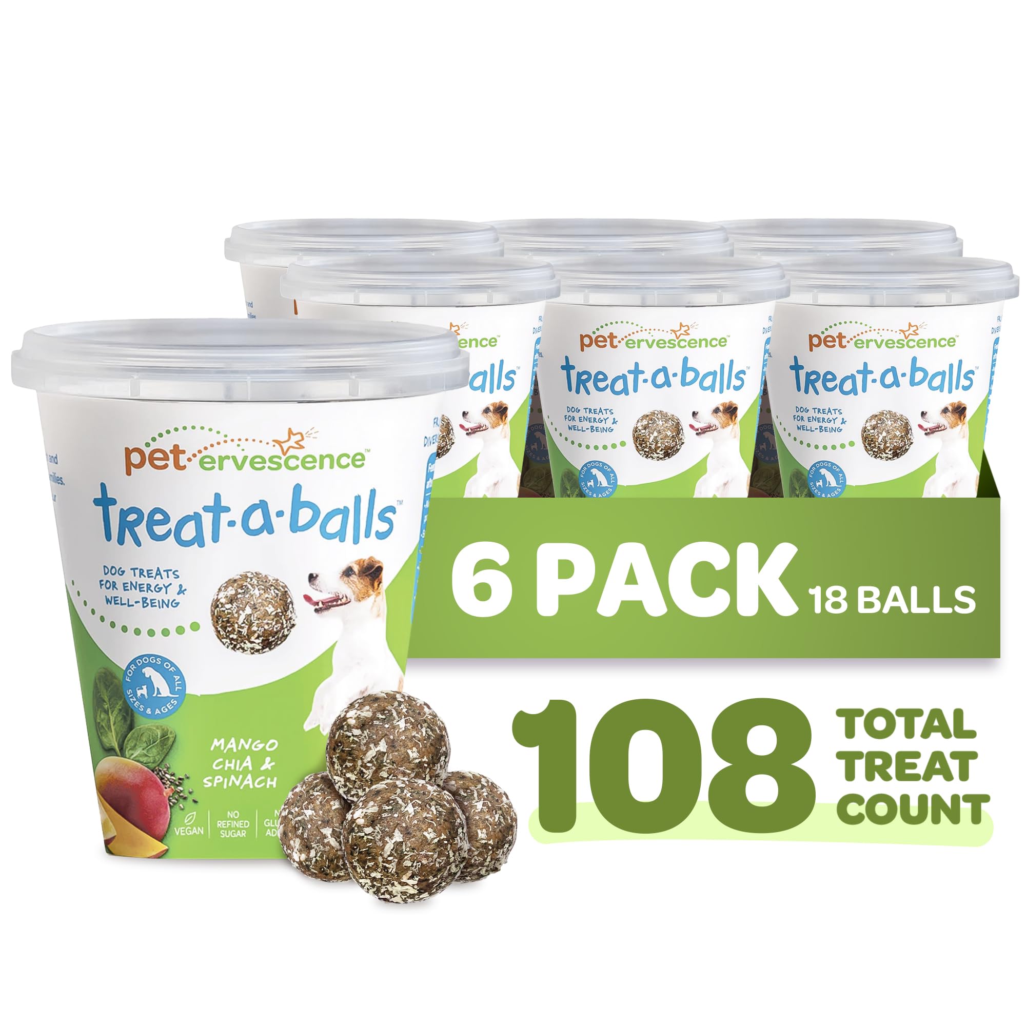 TREAT-A-BALLS Nutritious All Natural Bulk Dog Treats - Vegan, Fiber-Rich, Human-Grade - All Breeds, Sizes, Ages - Made in New Ze