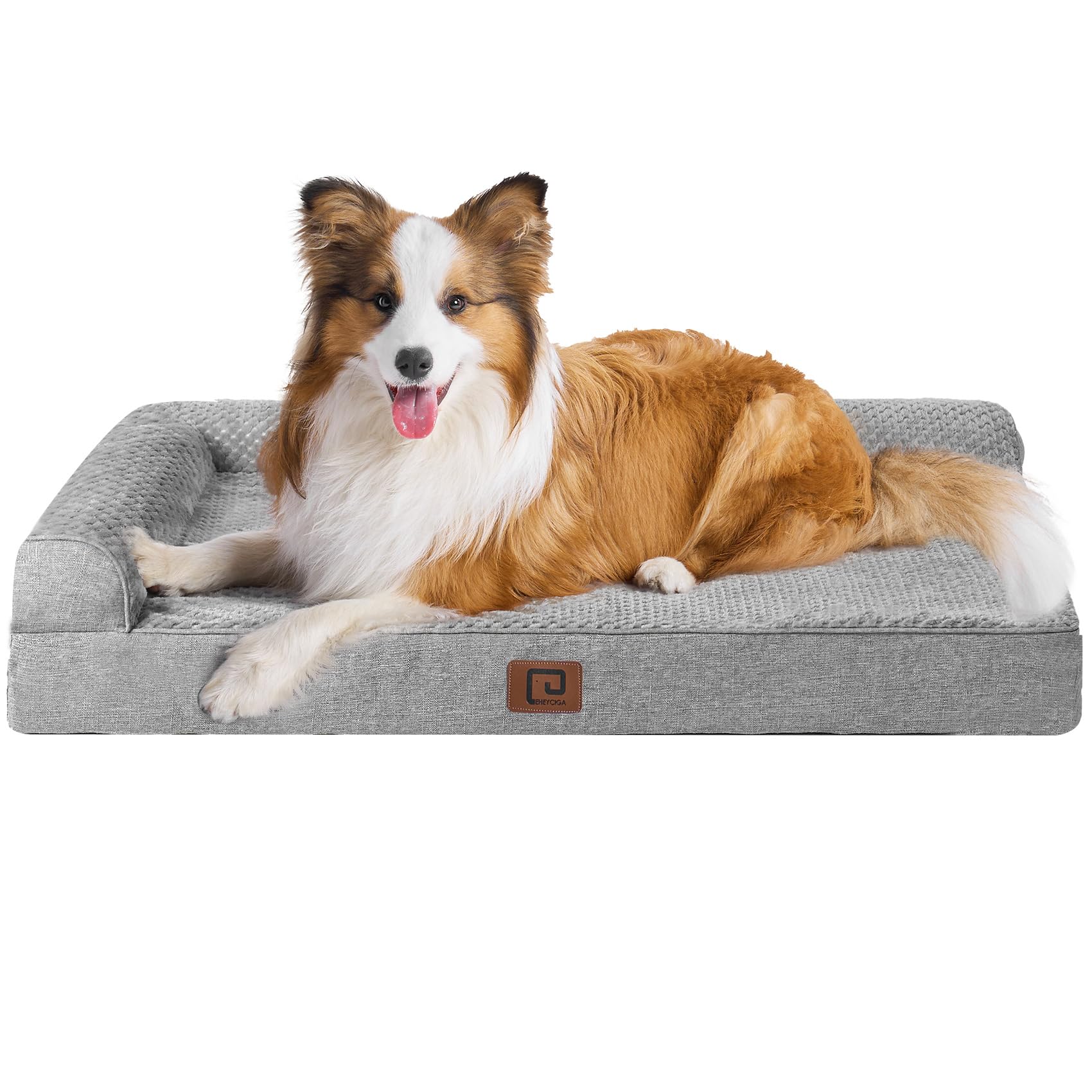 Eheyciga Memory Foam Orthopedic Dog Beds Large Sized Dog, Washable Dog Bed With Waterproof Lining Removable Cover, Big Dog Bed Sofa With Nonskid Bottom Pet Couch Bed, 41X27 Inches, Grey