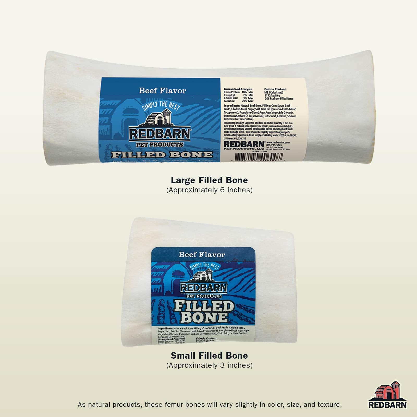 Redbarn Filled Dog Bones Peanut Butter, Cheese N Bacon, Beef, Natural Long-Lasting Dental Treats; Suitable for Aggressive Chewe