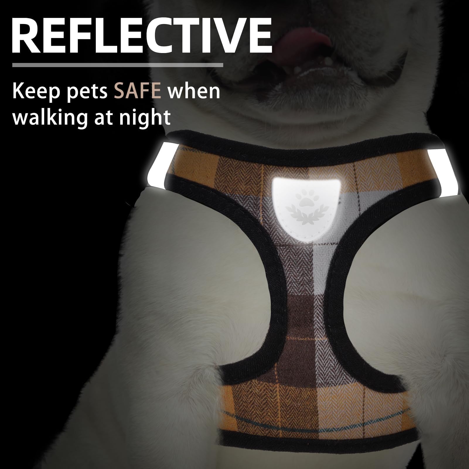 Pupteck Adjustable Dog Harness Collar And Leash Set Step In No Pull Pet Harness For Small Medium Dogs Puppy And Cats Outdoor Walking Running, Soft Mesh Padded Reflective Vest Harnesses, Orange Xs