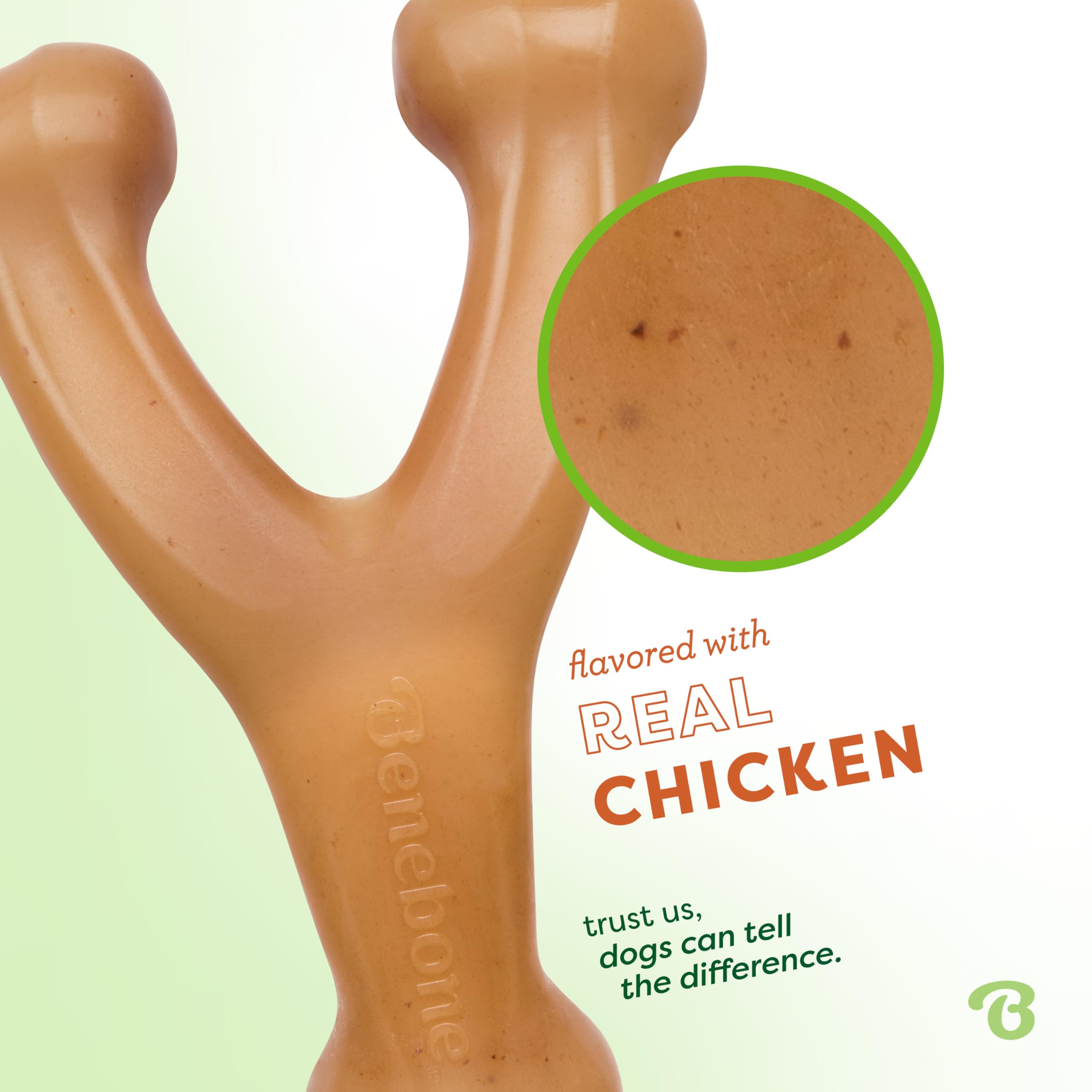 Benebone Wishbone Durable Dog Chew Toy For Aggressive Chewers, Real Chicken, Made In Usa, Small, For Any Breed