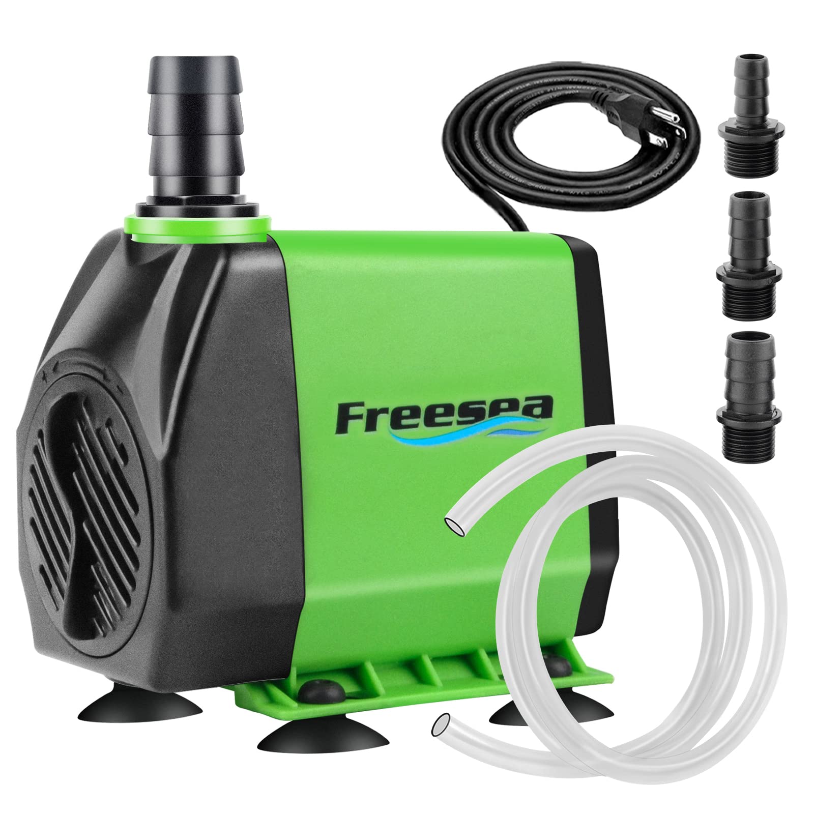 FREESEA Fountain Submersible Water Pump: 800GPH 45W Adjustable Small Pond Pump with 5ft Tubing Hose and 3 Nozzles 10ft High Lift