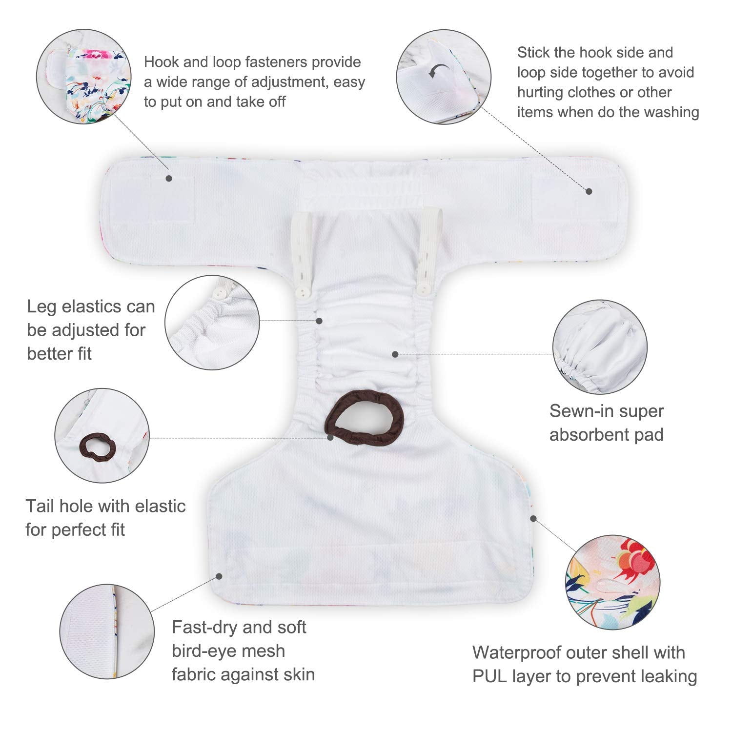 Cutebone Washable Female Dog Diapers 4 Pack Reusable Doggie Heat Diapers For Period Fmg01Xl