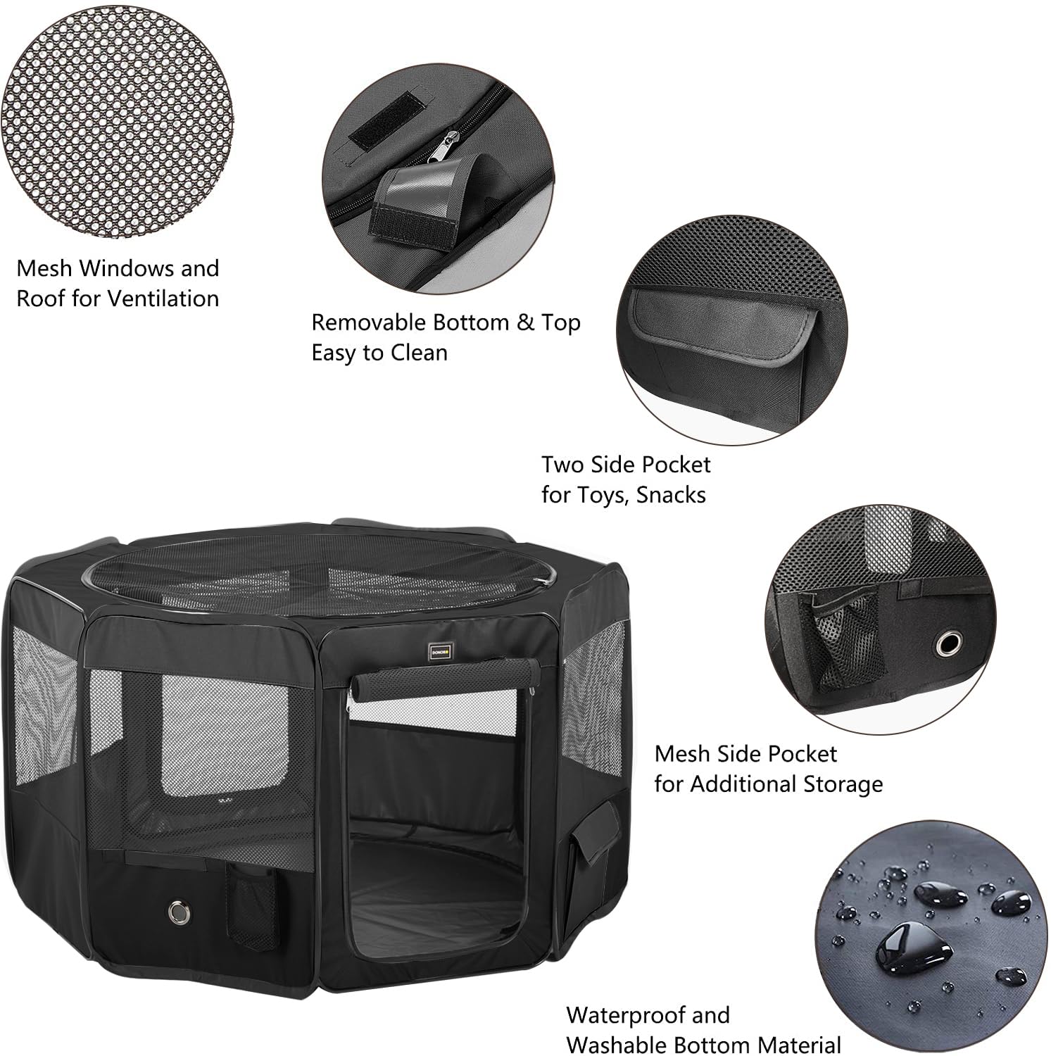 Donoro Dog Playpen Portable Pet Play Pens For Small Dog/Cat/Rabbit/Chicks, Cat Playpen Indoor/Outdoor With Carring Case, Removab