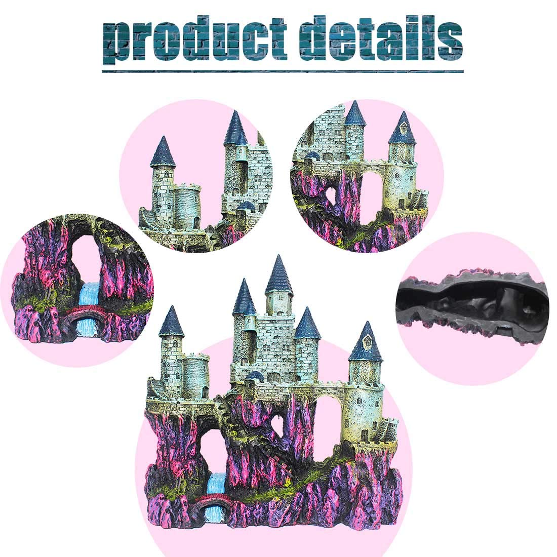 PINVNBY Aquarium Resin Castle Decoration - Purple Driftwood Cave Hideout for Fish Tanks and Plants