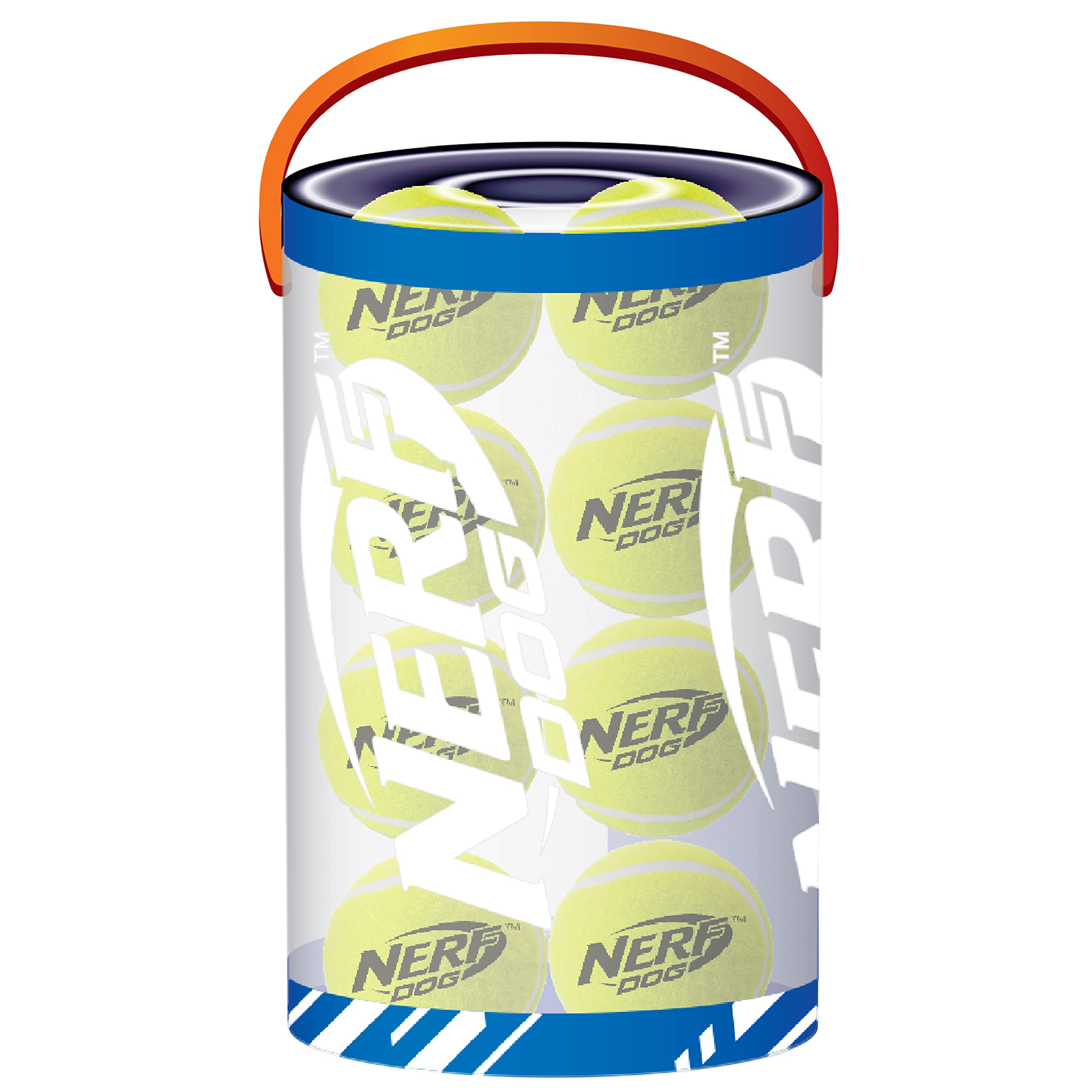 Nerf Dog 16-Piece Dog Toy Gift Set, Includes 16 2.5In Squeak Tennis Balls And A 10.25In Bucket, Nerf Tough Material, Green
