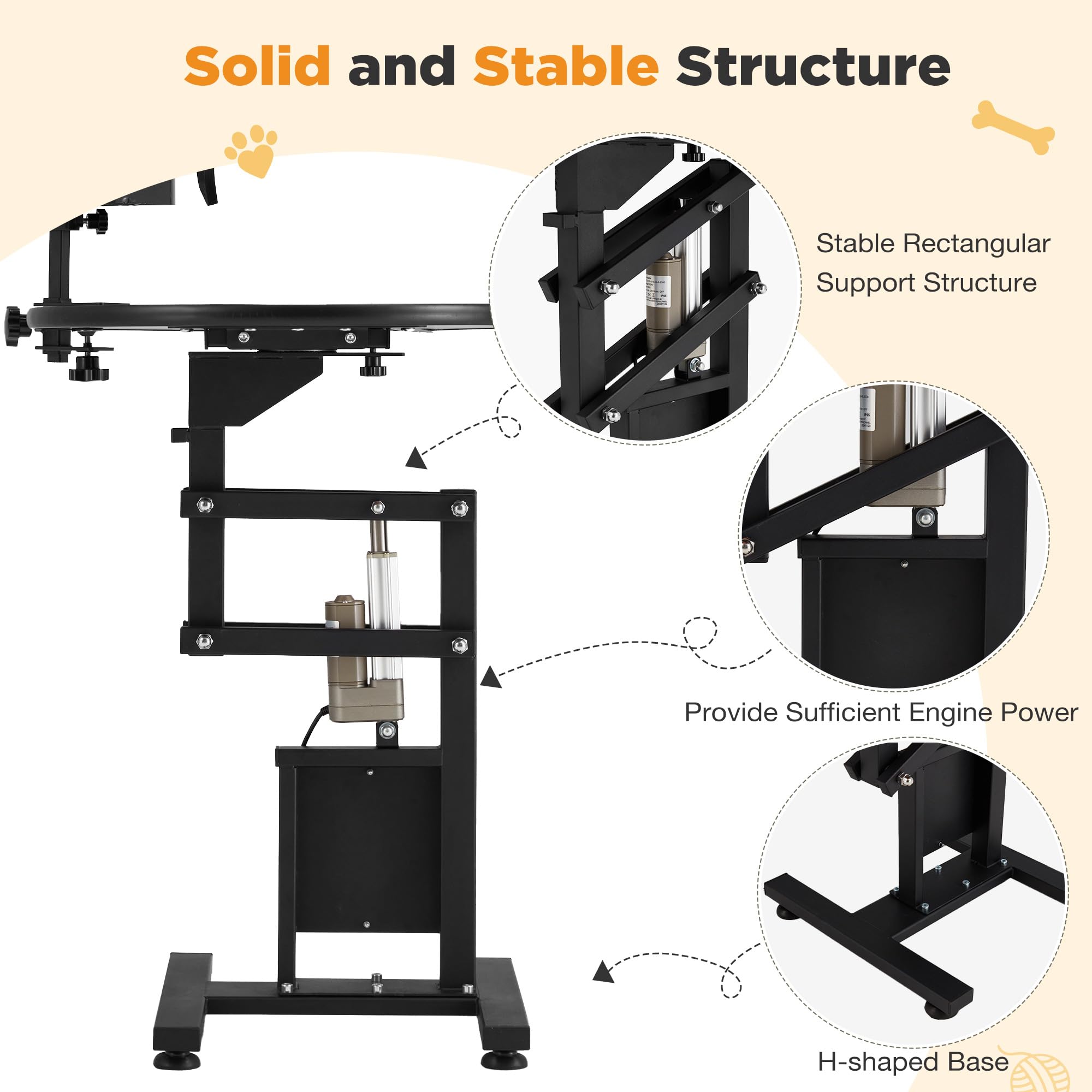 JFHID Professional Electric Lift Dog Grooming Table, Portable Height Adjustable Pet Grooming Station with Foldable Arm, Tool Org