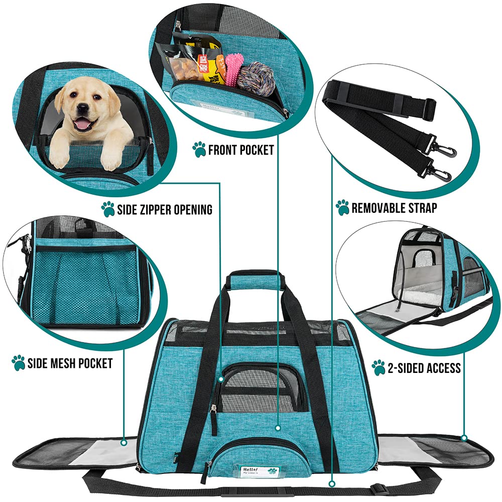 Petami Premium Airline Approved Soft-Sided Pet Travel Carrier  Ideal For Small - Medium Sized Cats Dogs And Pets  Ventilated Com